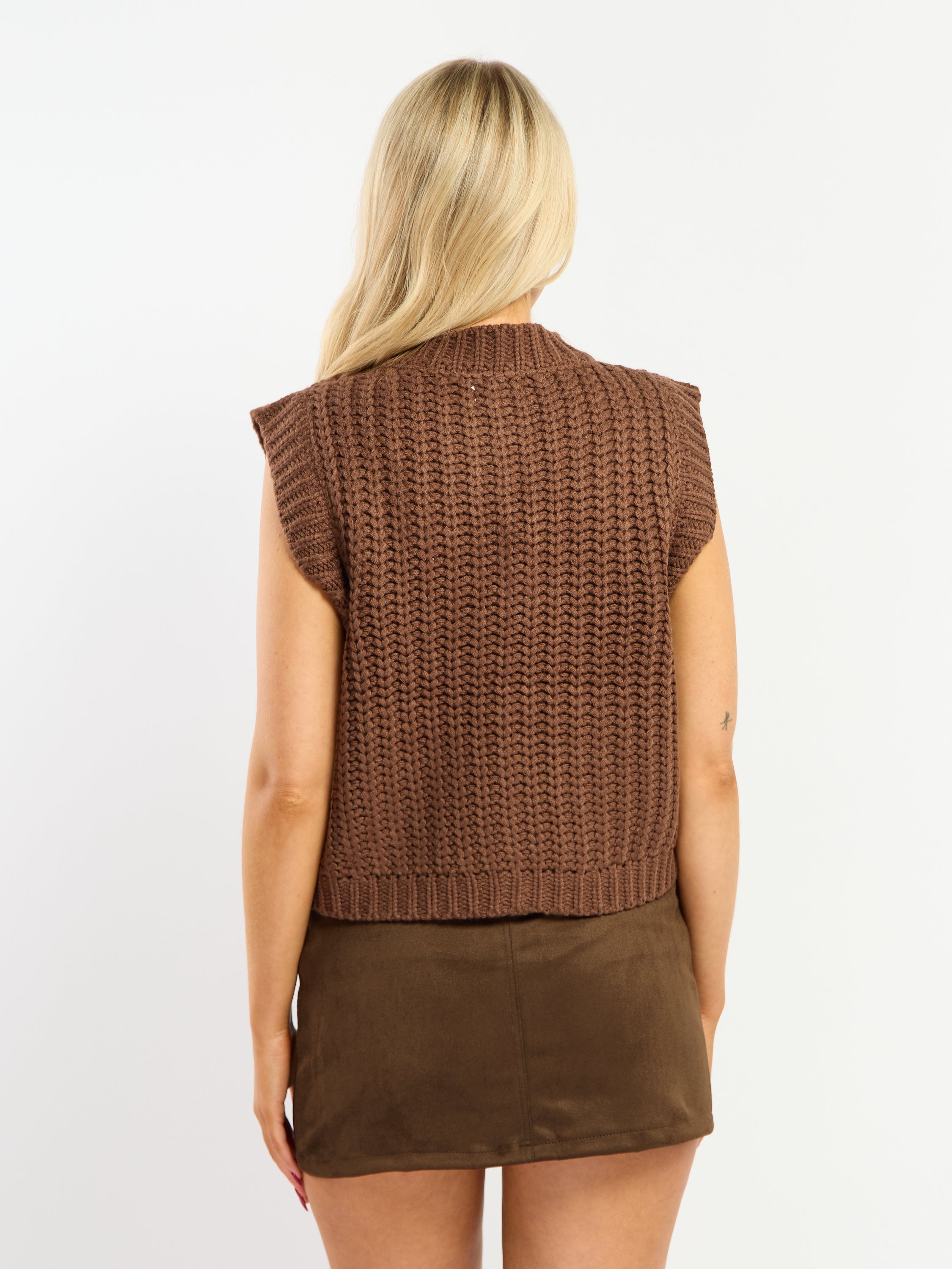 Zora Cable Gold Button Sweater Vest