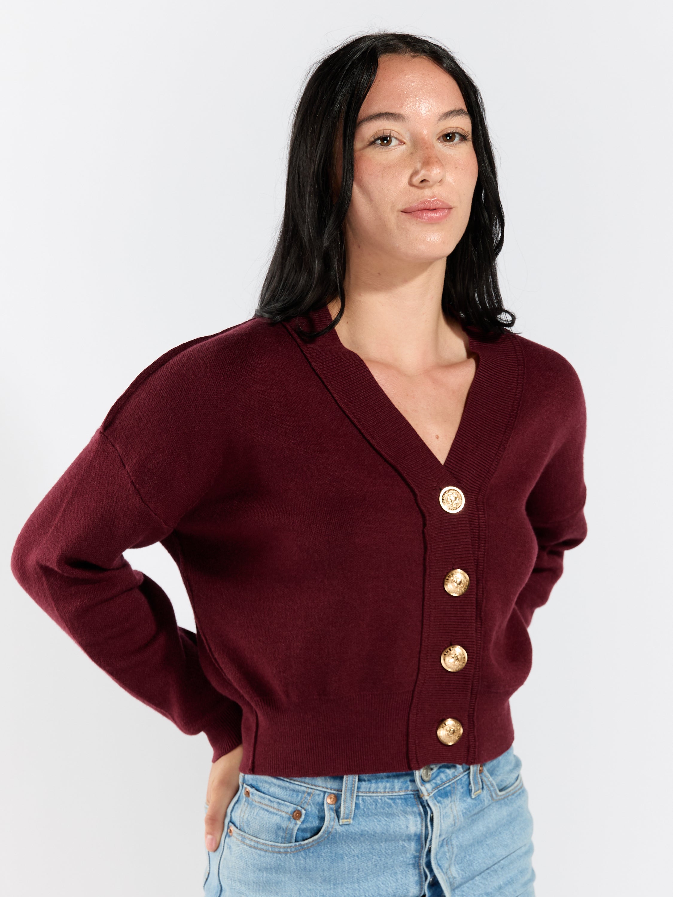 Regi Oversized Gold Button Cardigan