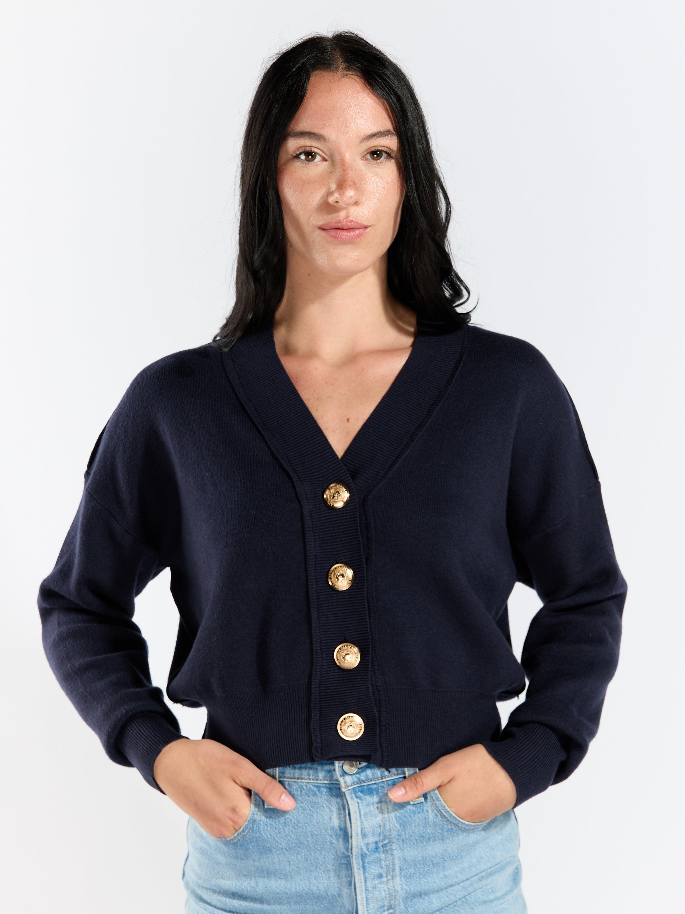 Regi Oversized Gold Button Cardigan