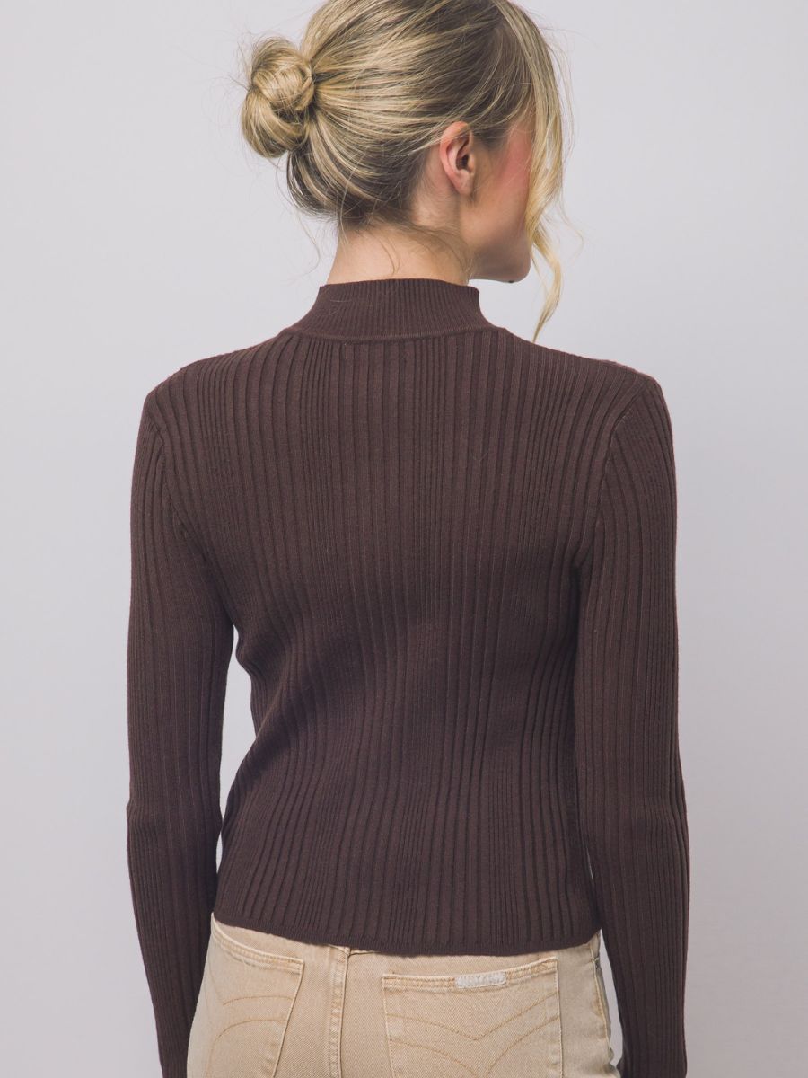 Tusk Long Sleeve Zip-Up Knit Top