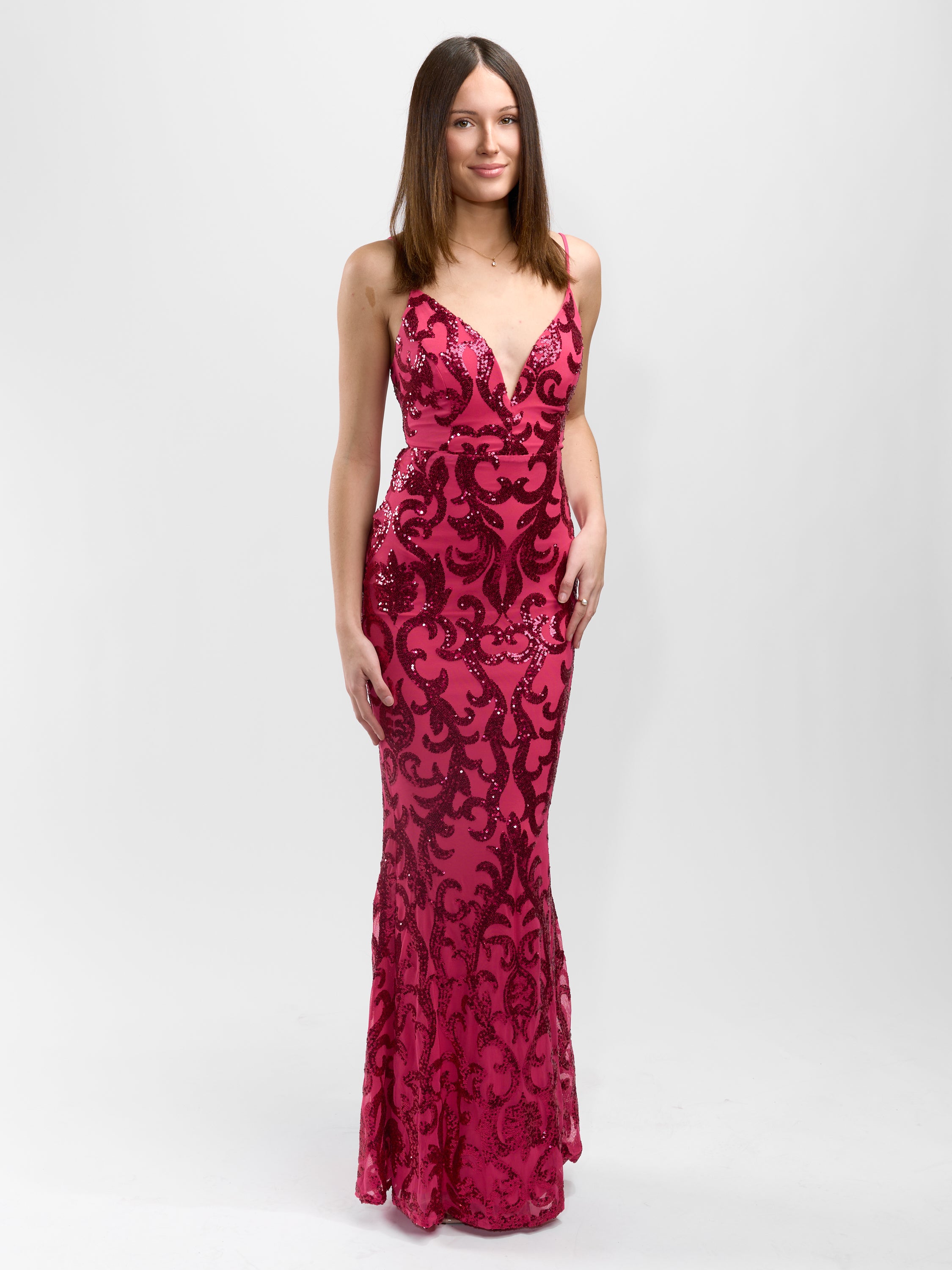 Sweetheart Sequin Tie Back Maxi Dress