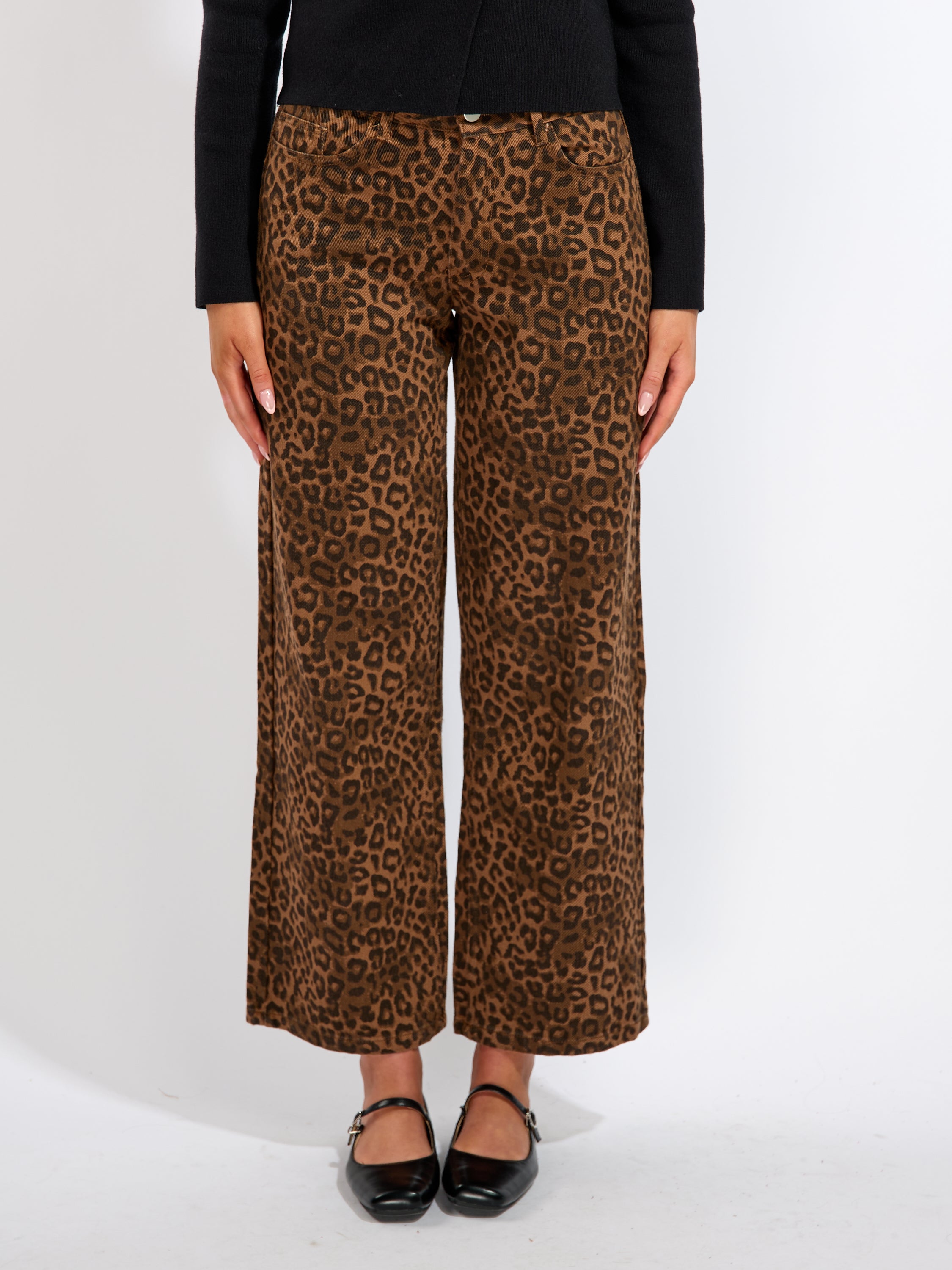 Leopard Wide-Leg Jeans