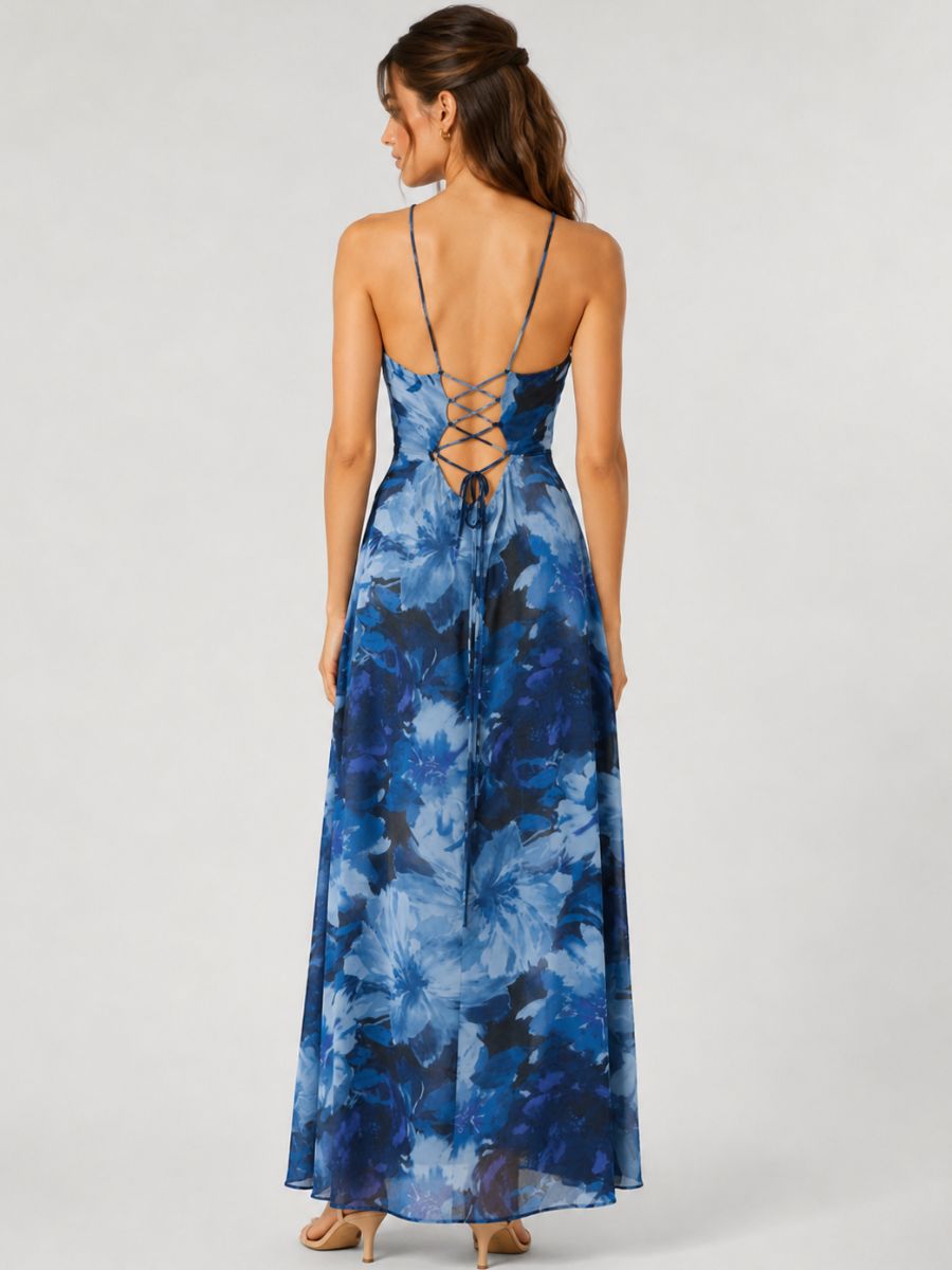 Laura Floral Tie Back Midi Dress