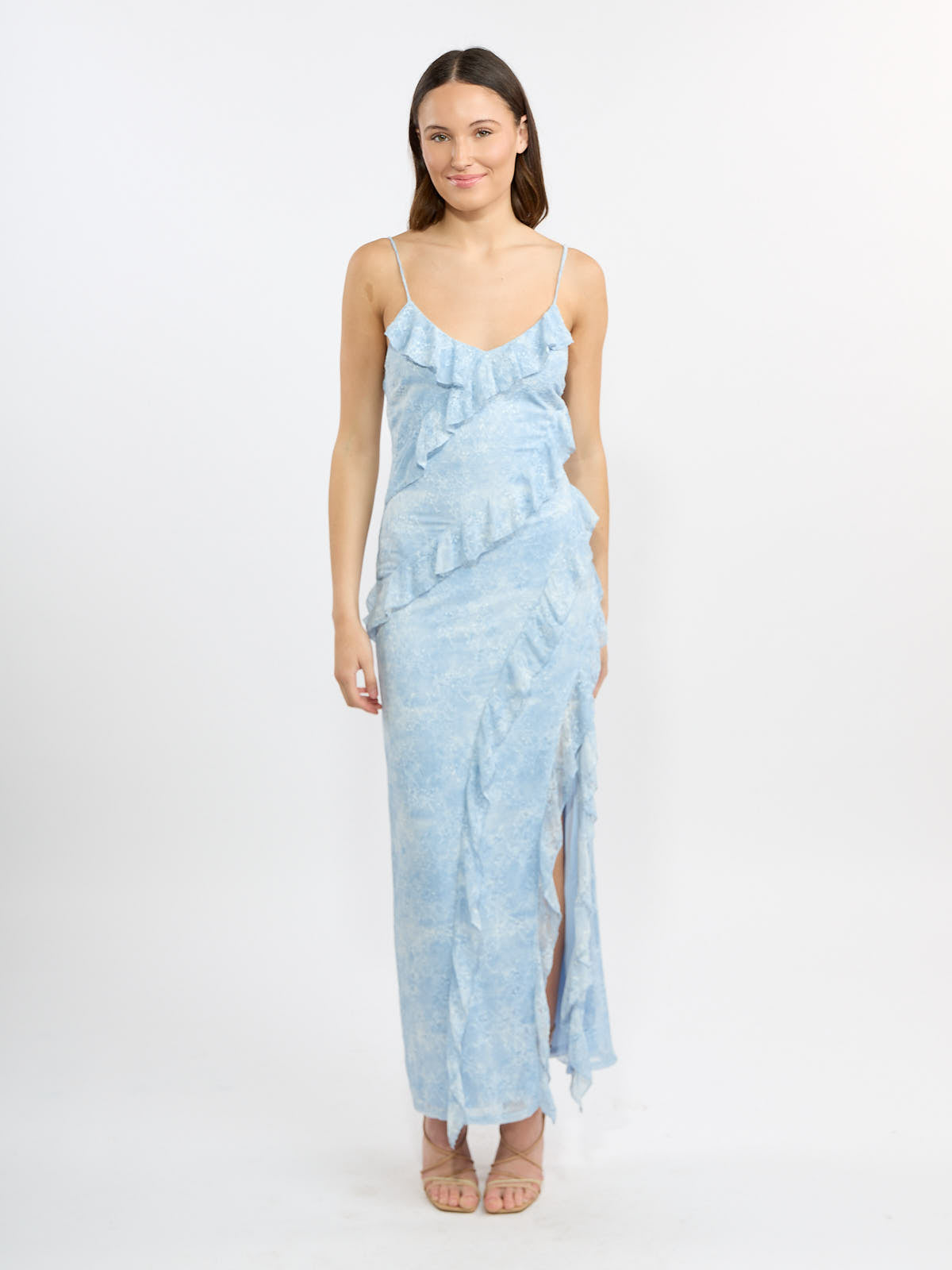 R&B Ruffle Solid Lace Dress
