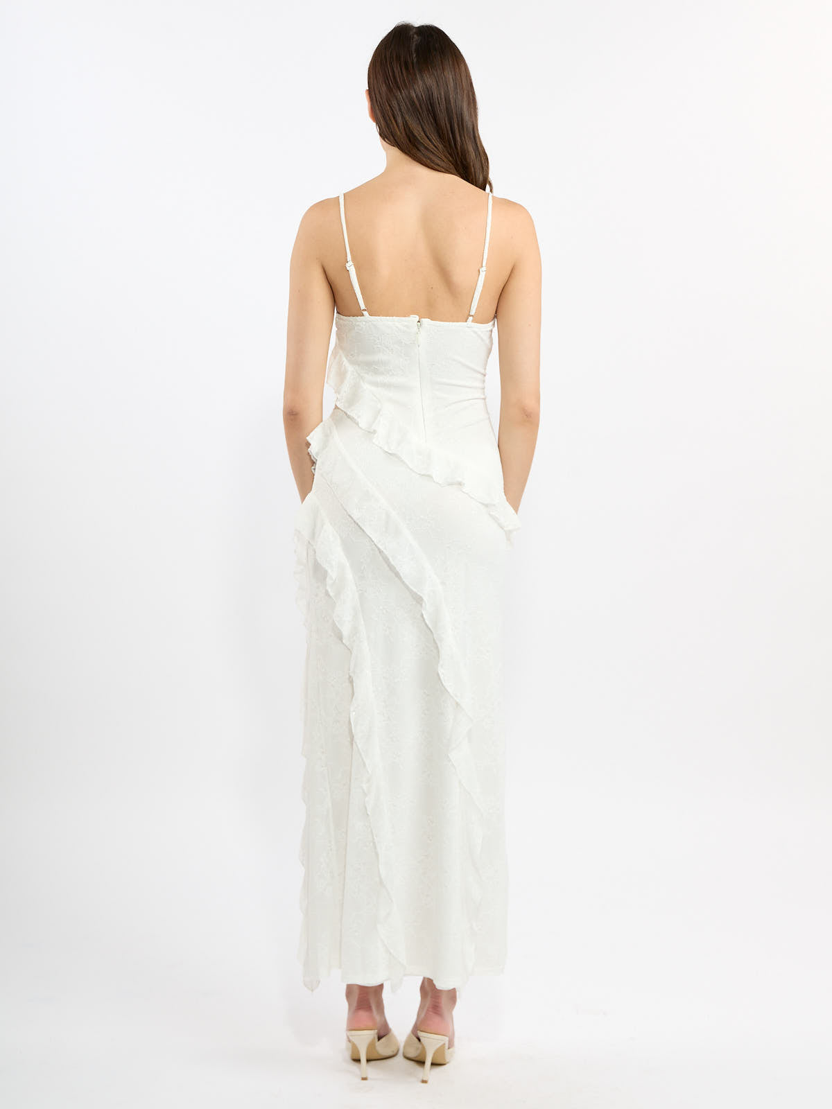 R&B Ruffle Solid Lace Dress