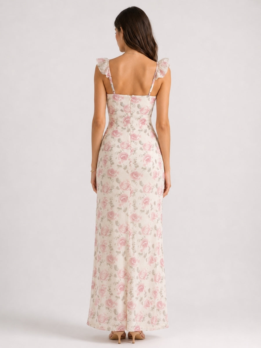 Gloria Mesh Ruffle Midi Dress
