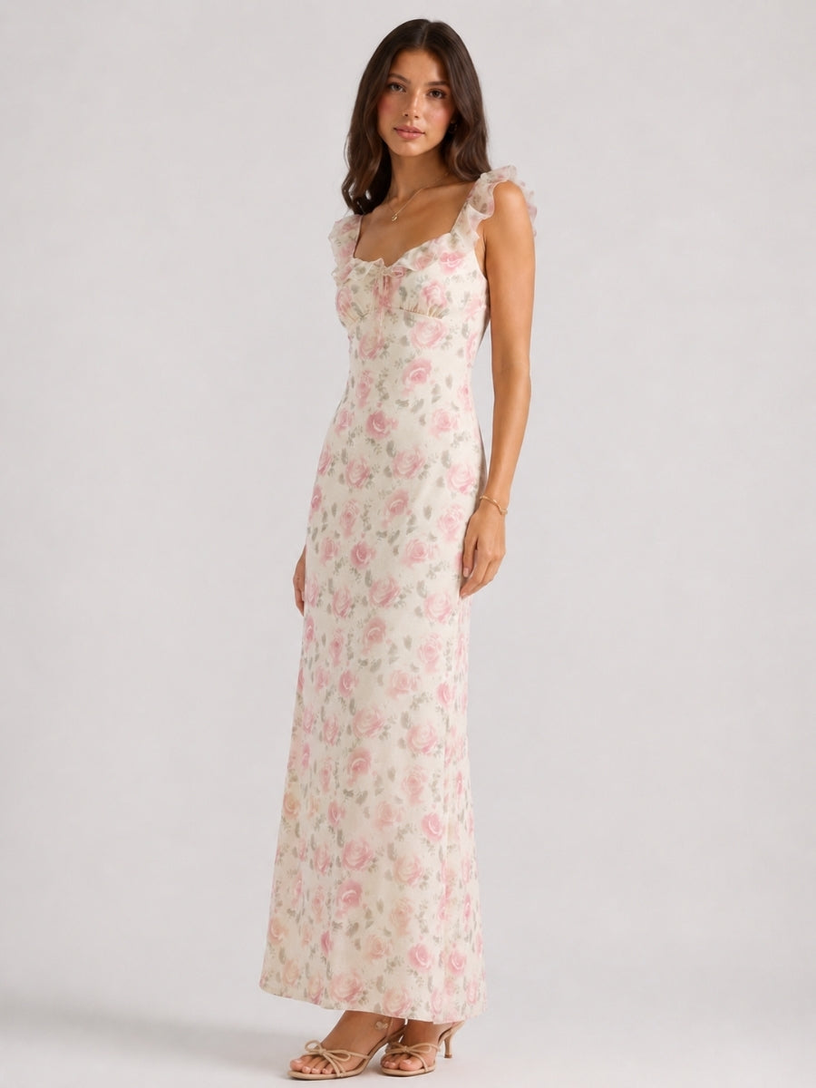 Gloria Mesh Ruffle Midi Dress