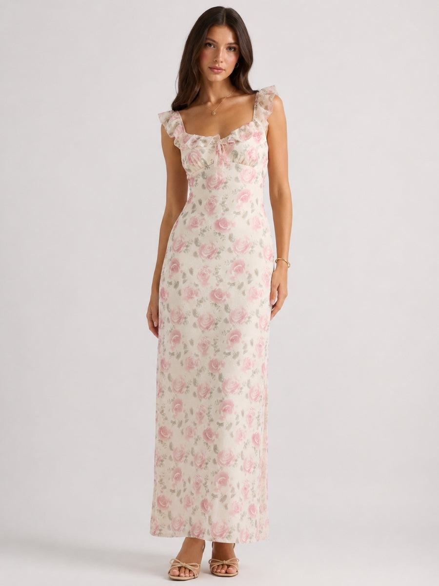 Gloria Mesh Ruffle Midi Dress