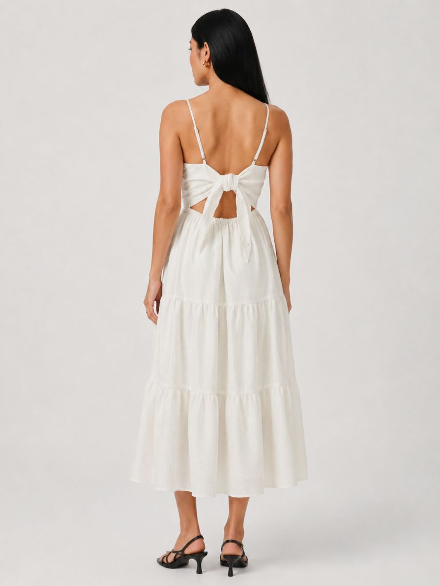 Debbie Tie Back Jacquard Midi Dress