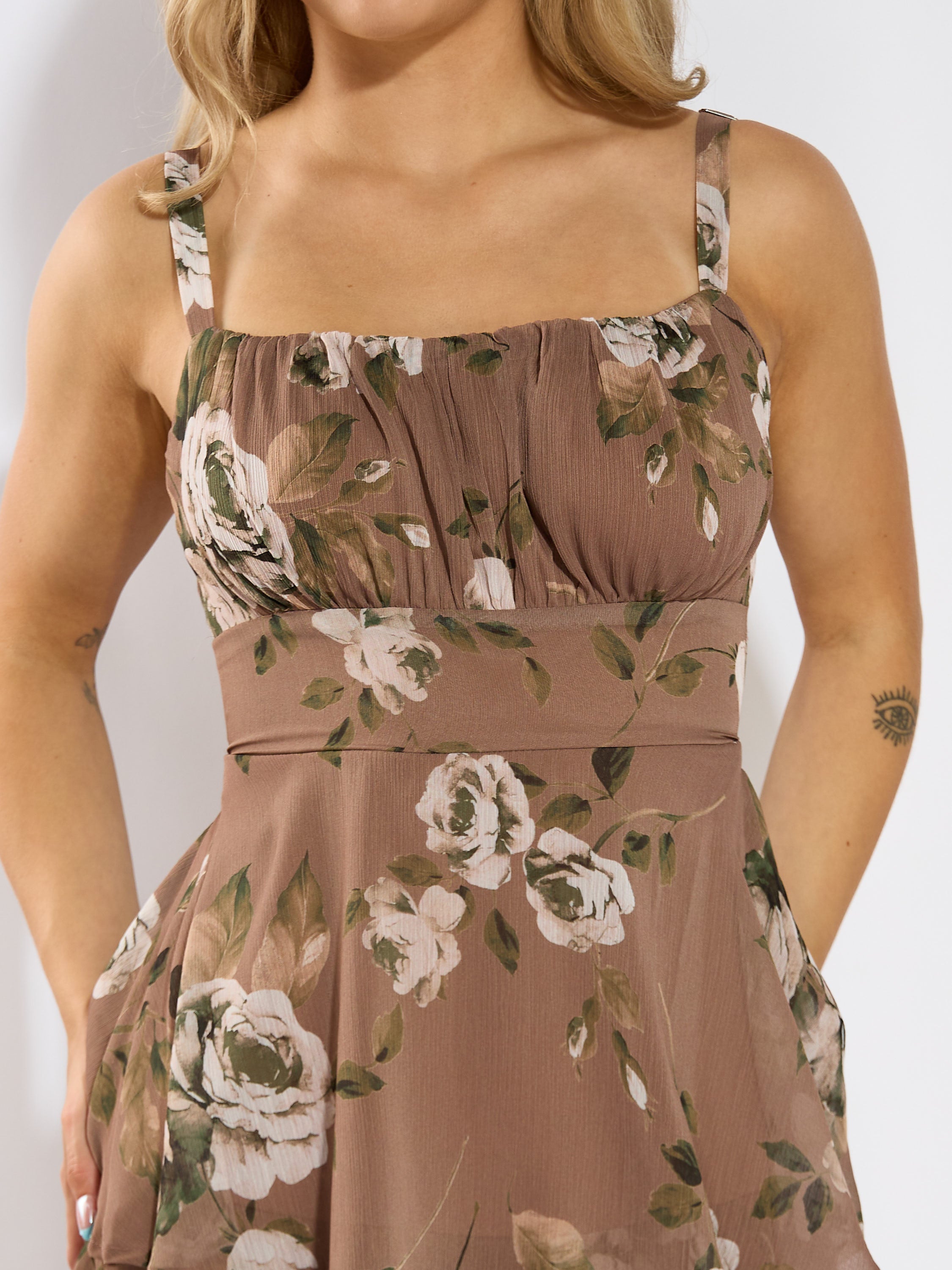 Jamie Mauve Floral Tiered Maxi Dress