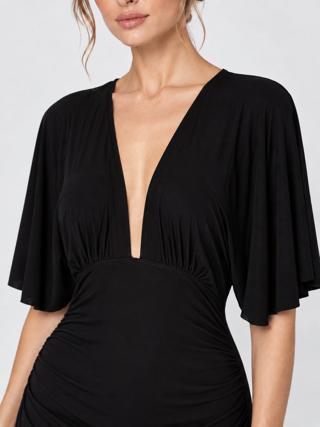 Naty Plunge V-Neck Mini Dress