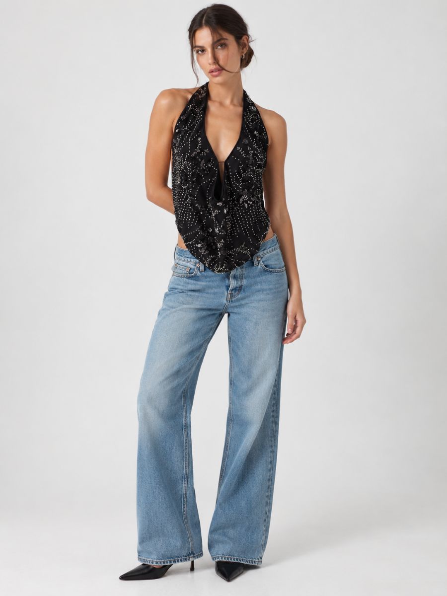 Paula Beaded Sequin Halter Top