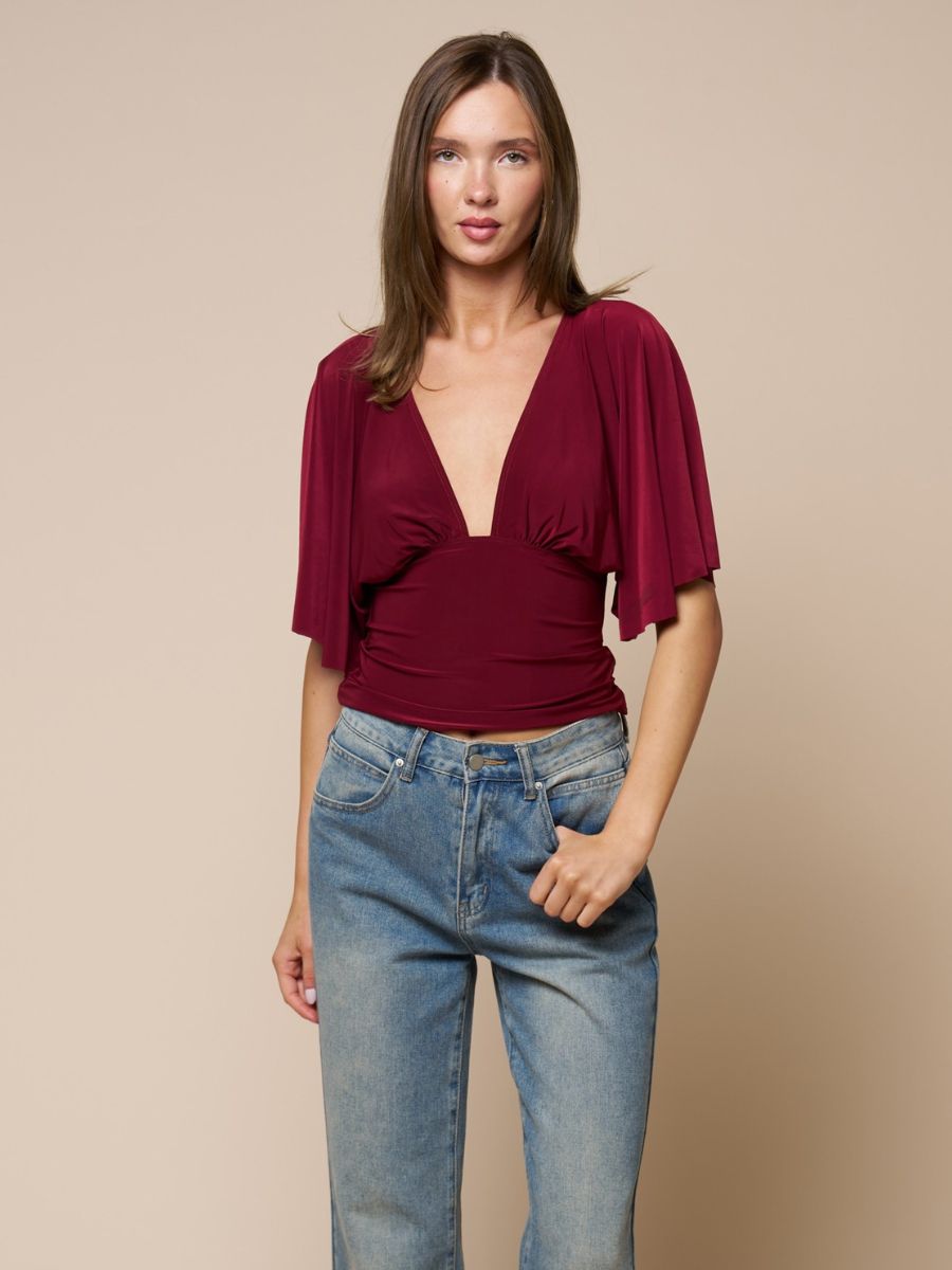 Naty Plunge Short Sleeve Top