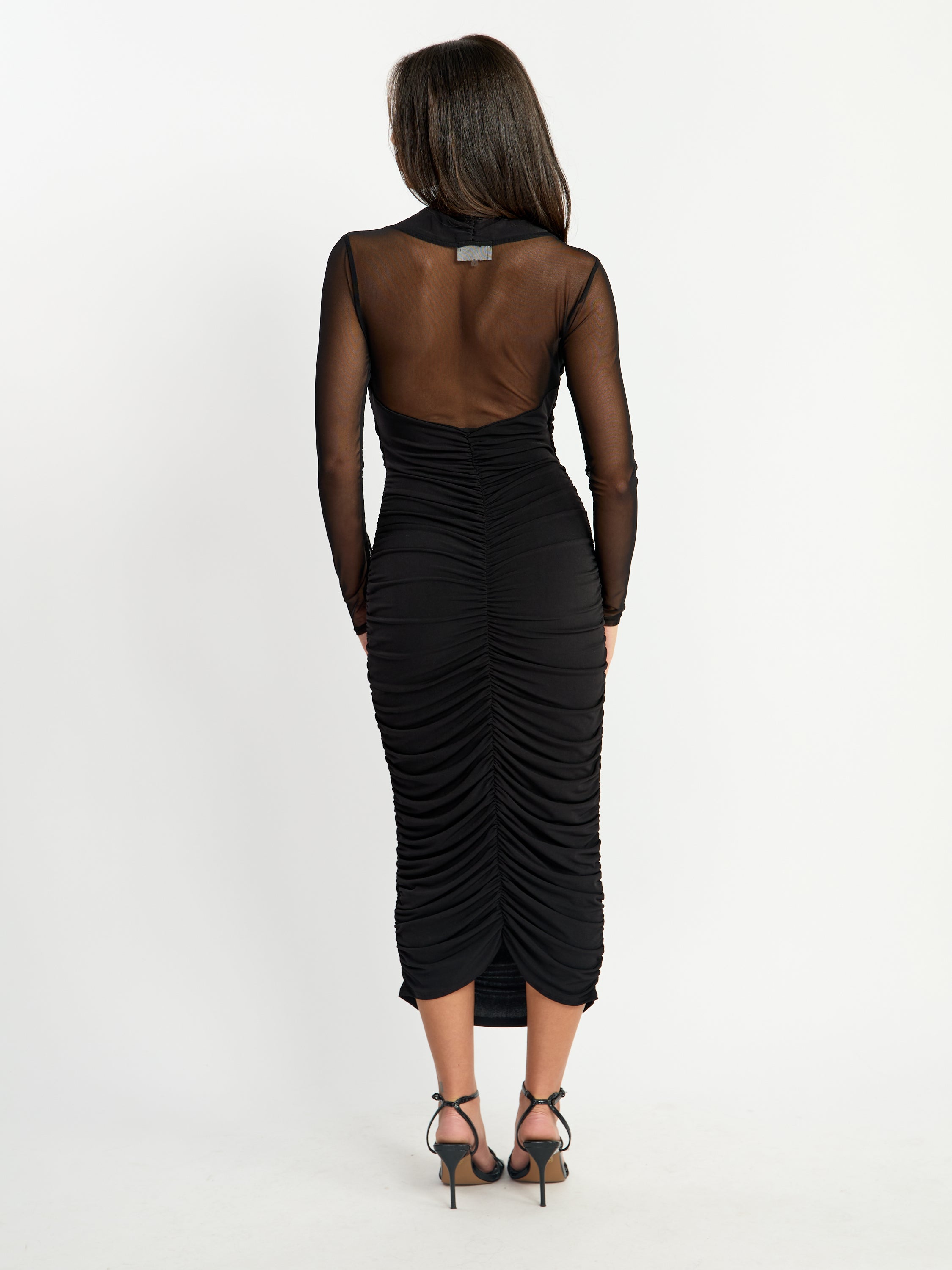 Freya Mesh Long Sleeve Open Peep Maxi Dress