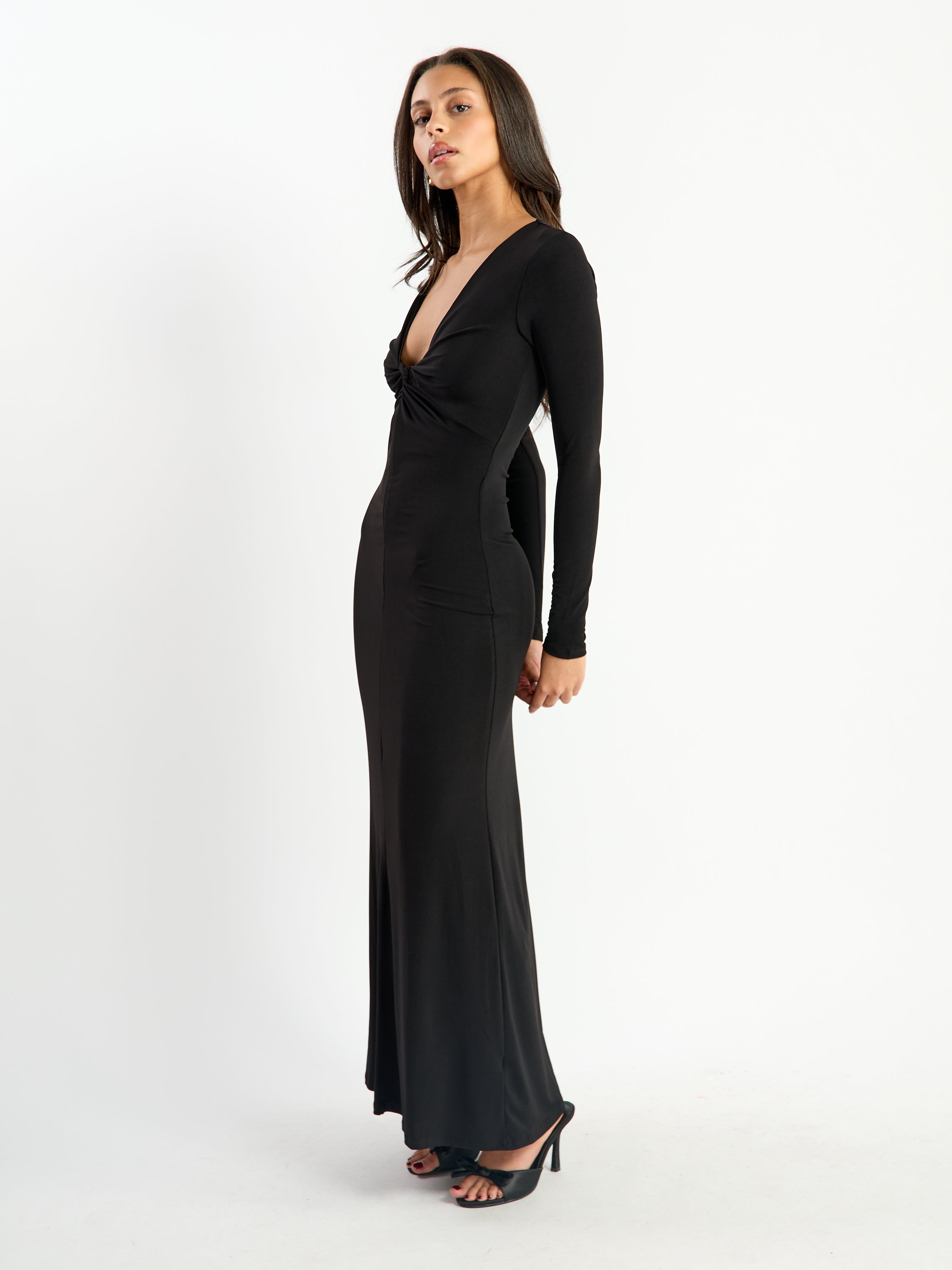 Lopez V-Twist Jersey Maxi Dress