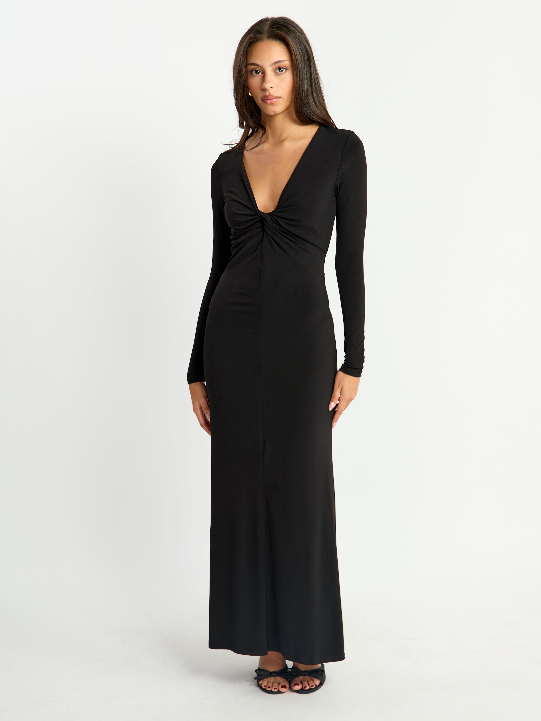 Lopez V-Twist Jersey Maxi Dress
