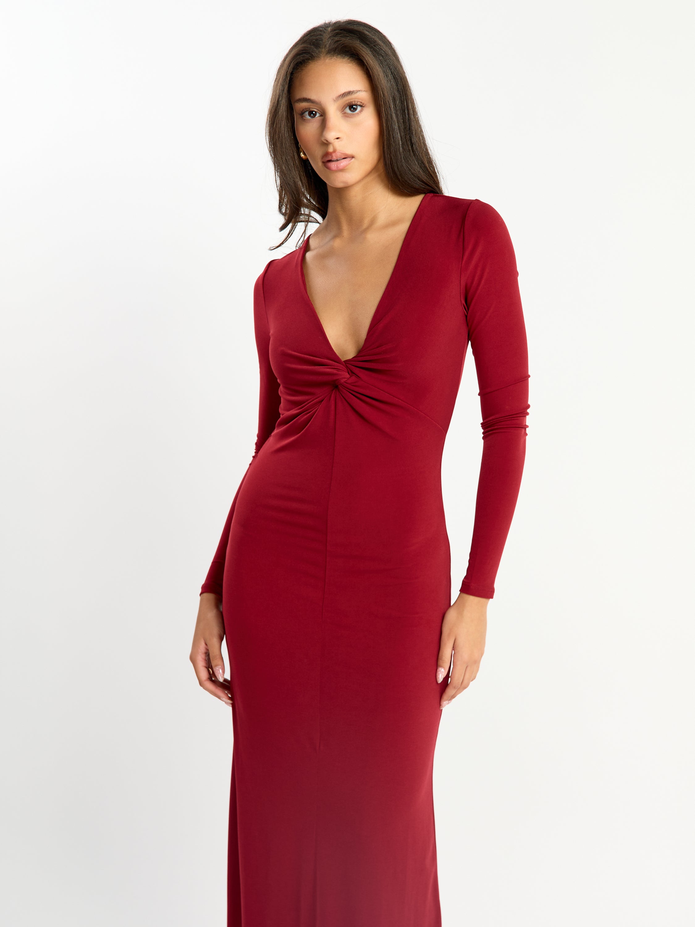 Lopez V-Twist Jersey Maxi Dress