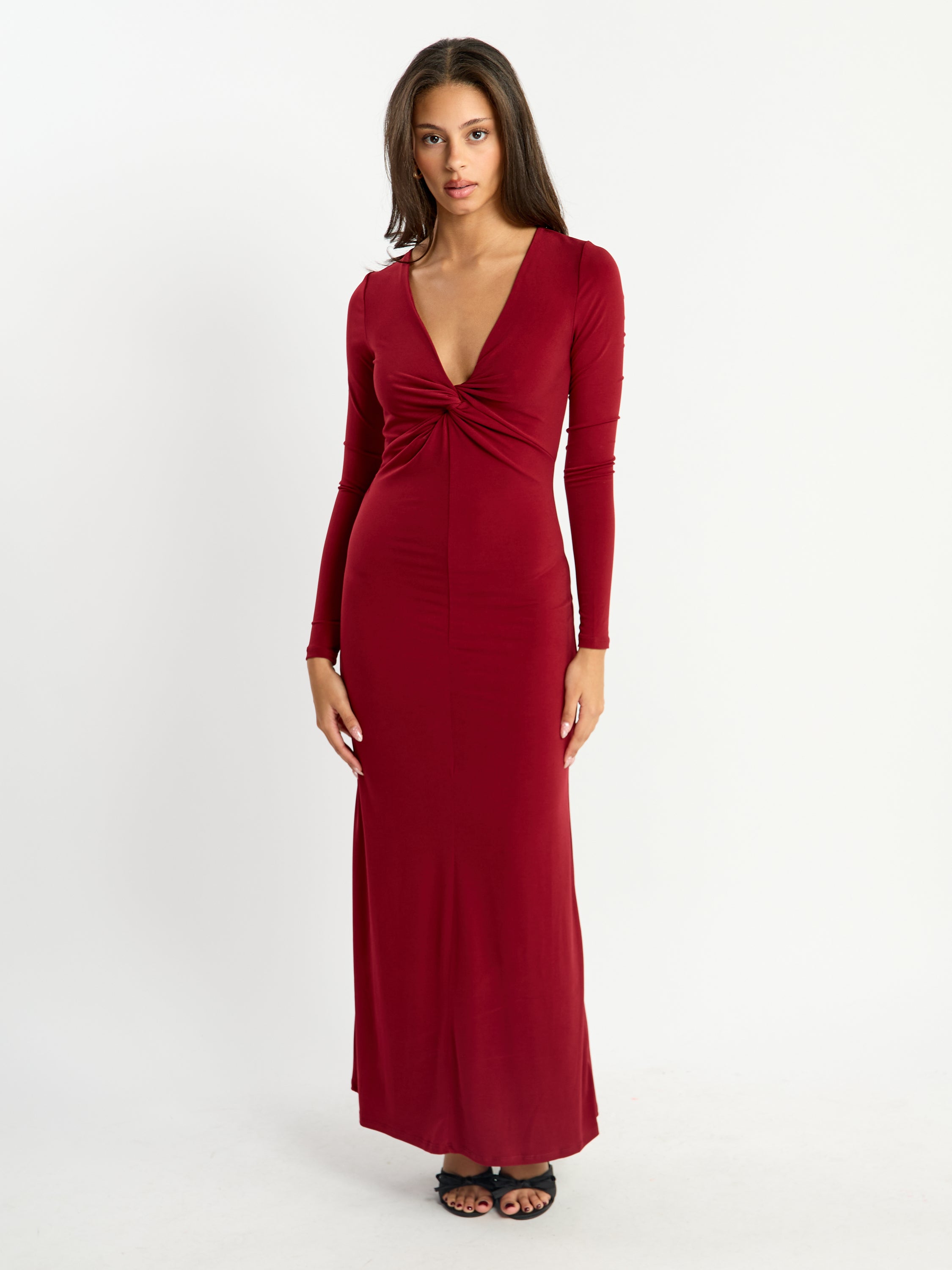 Lopez V-Twist Jersey Maxi Dress