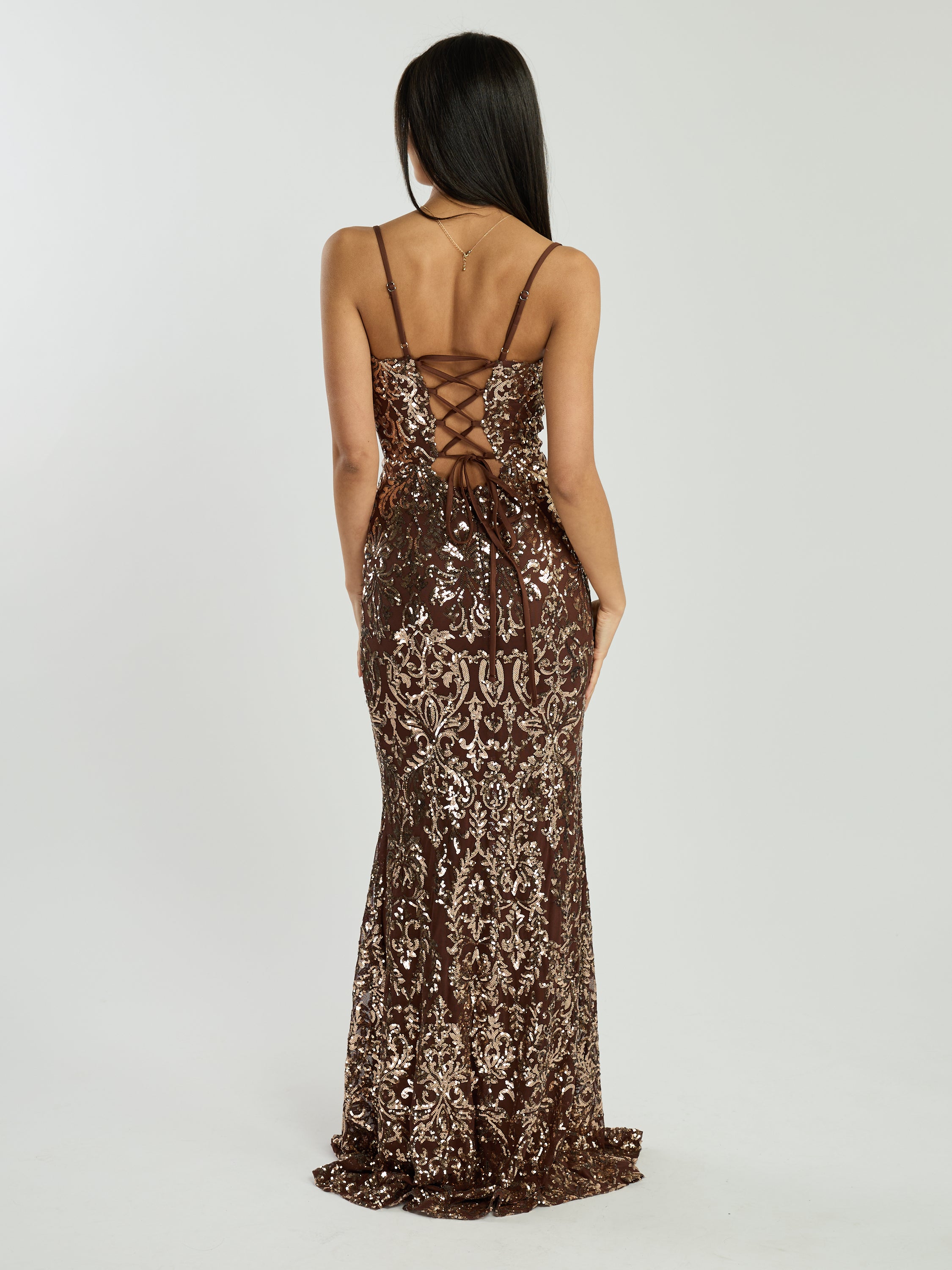 Frankie Sequin Tie Back Maxi Dress