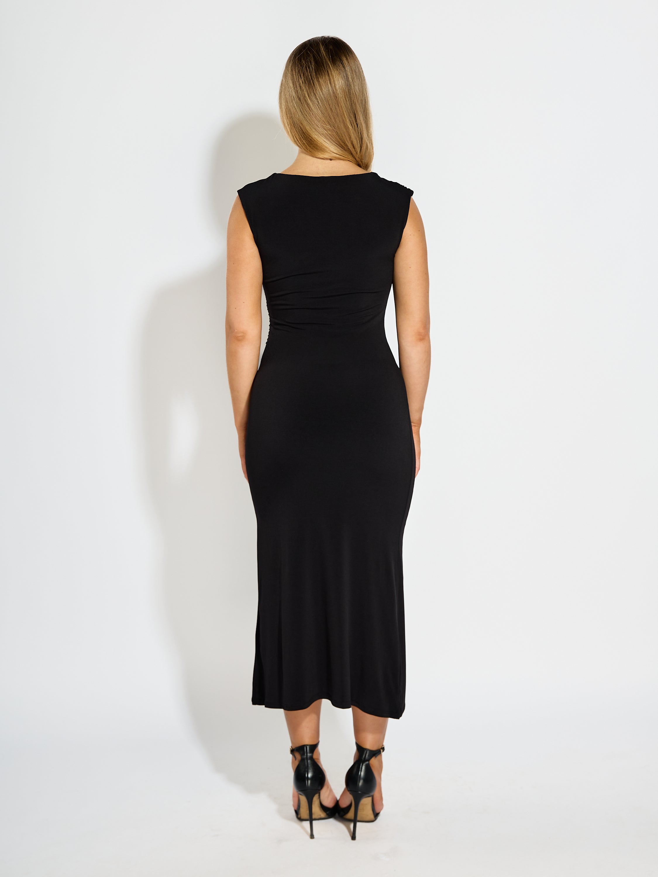 Micah Ruched Sleeveless Long Dress