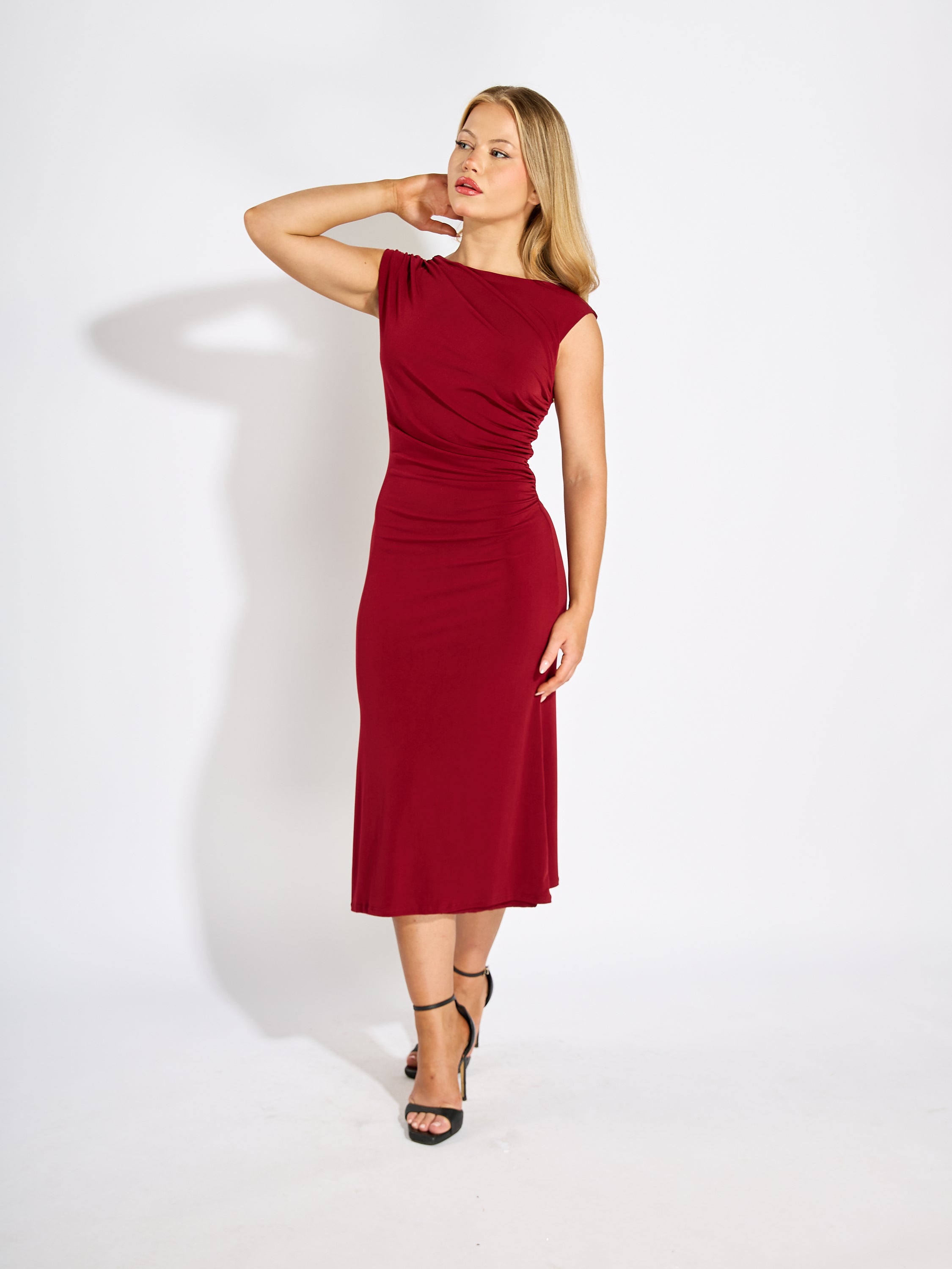 Micah Ruched Sleeveless Long Dress