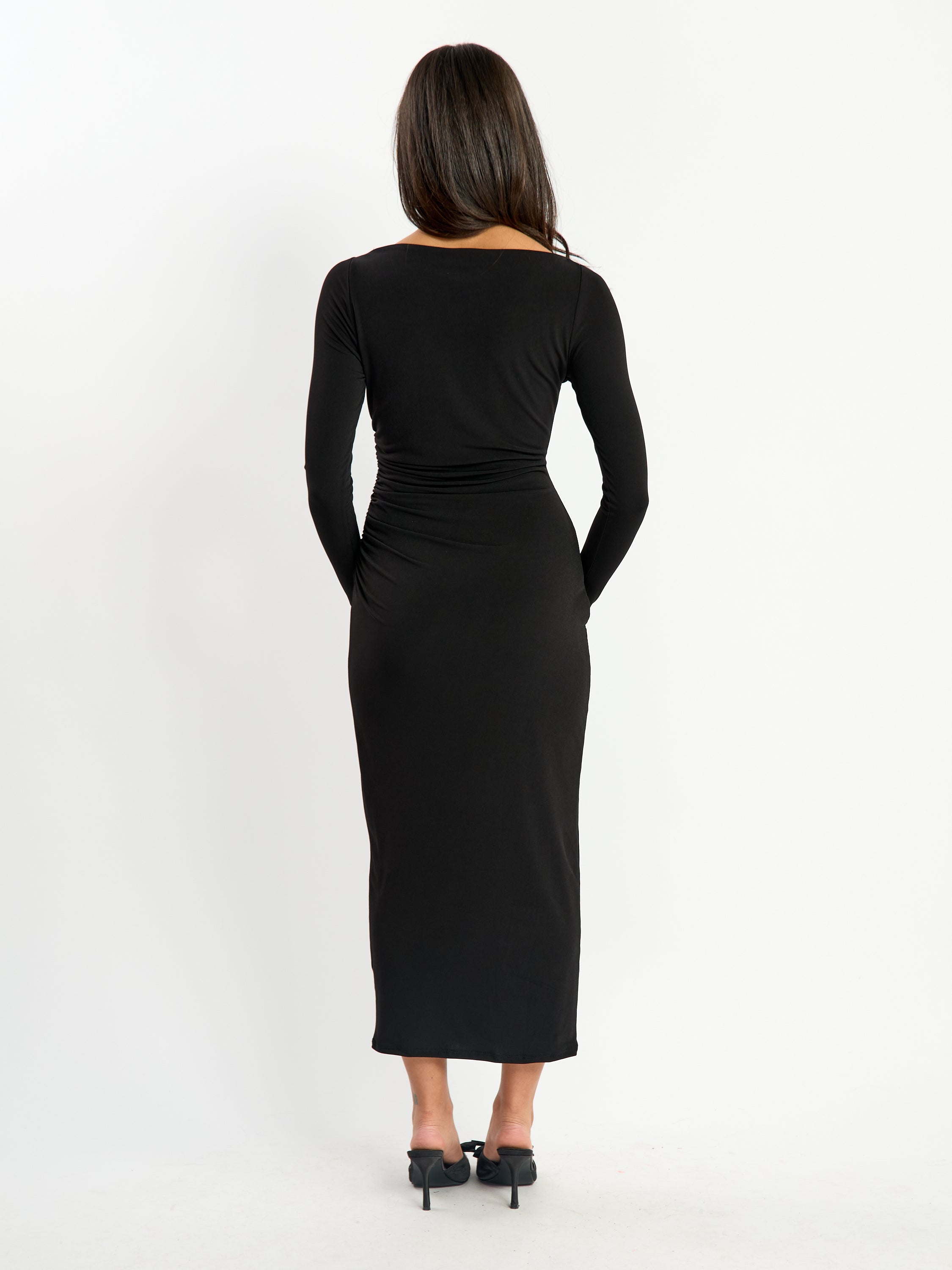 Noreen Long Sleeve Ruched Maxi Dress