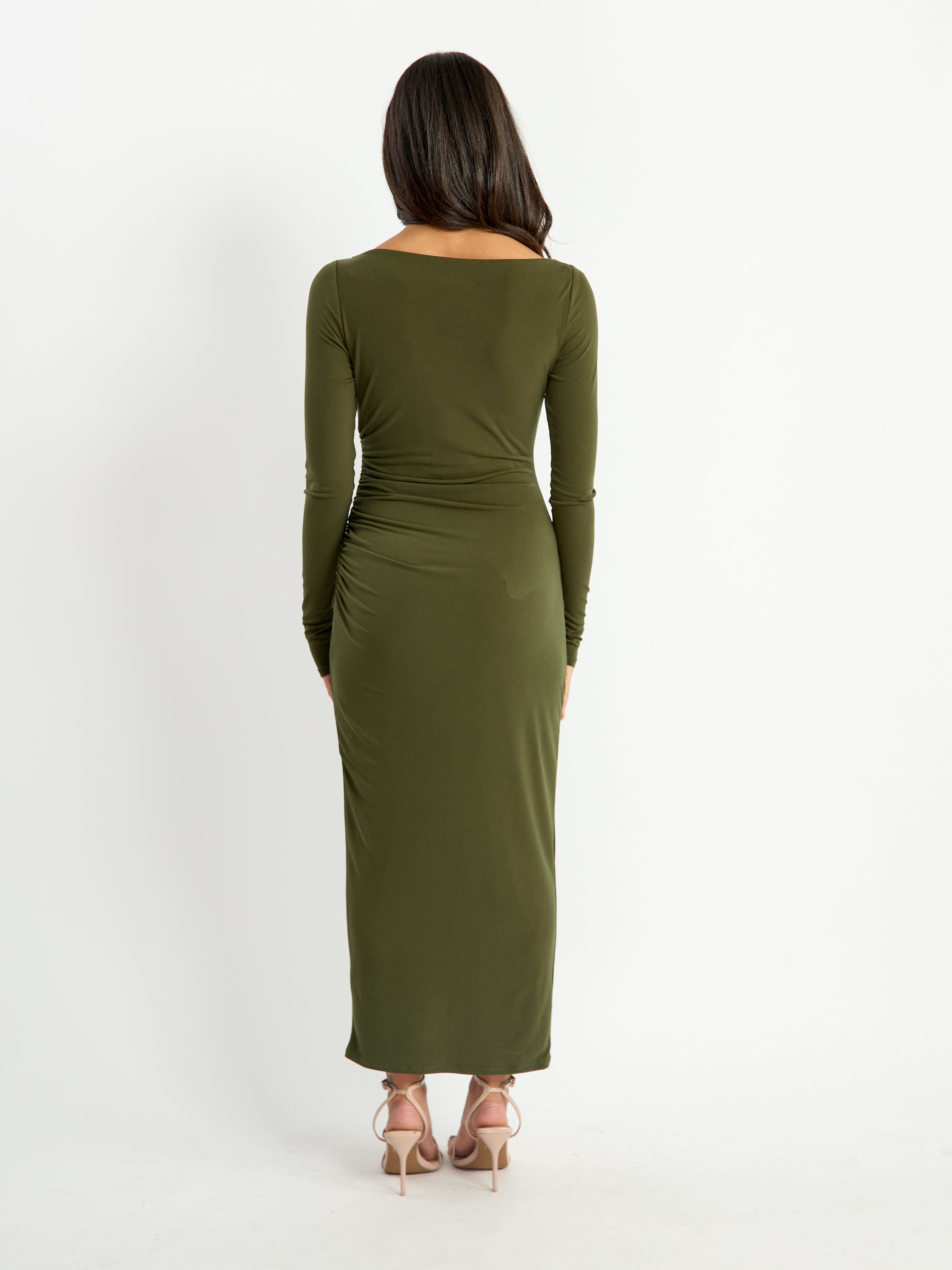 Noreen Long Sleeve Ruched Maxi Dress