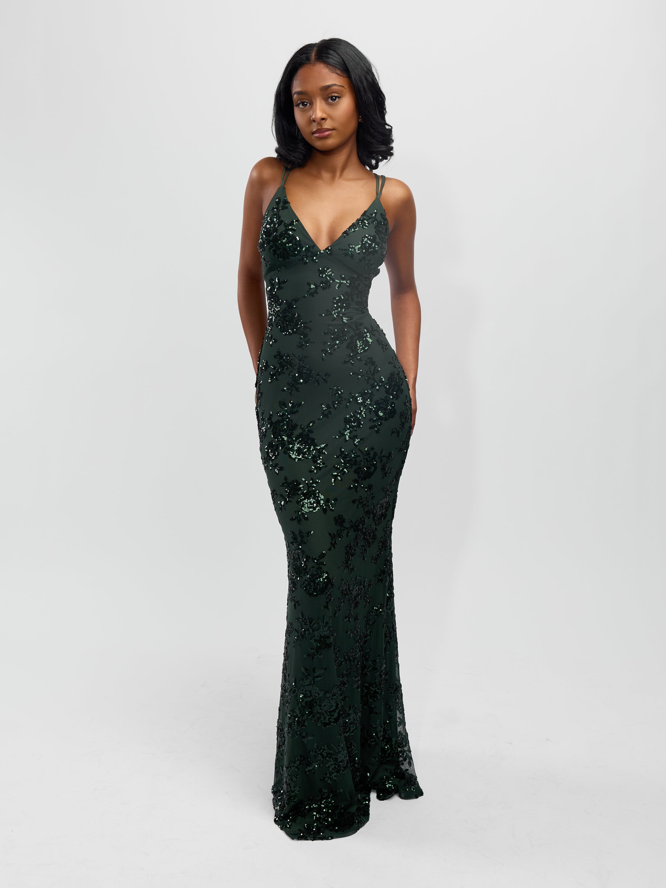 Cleo Sequin Tie Back Maxi Dress