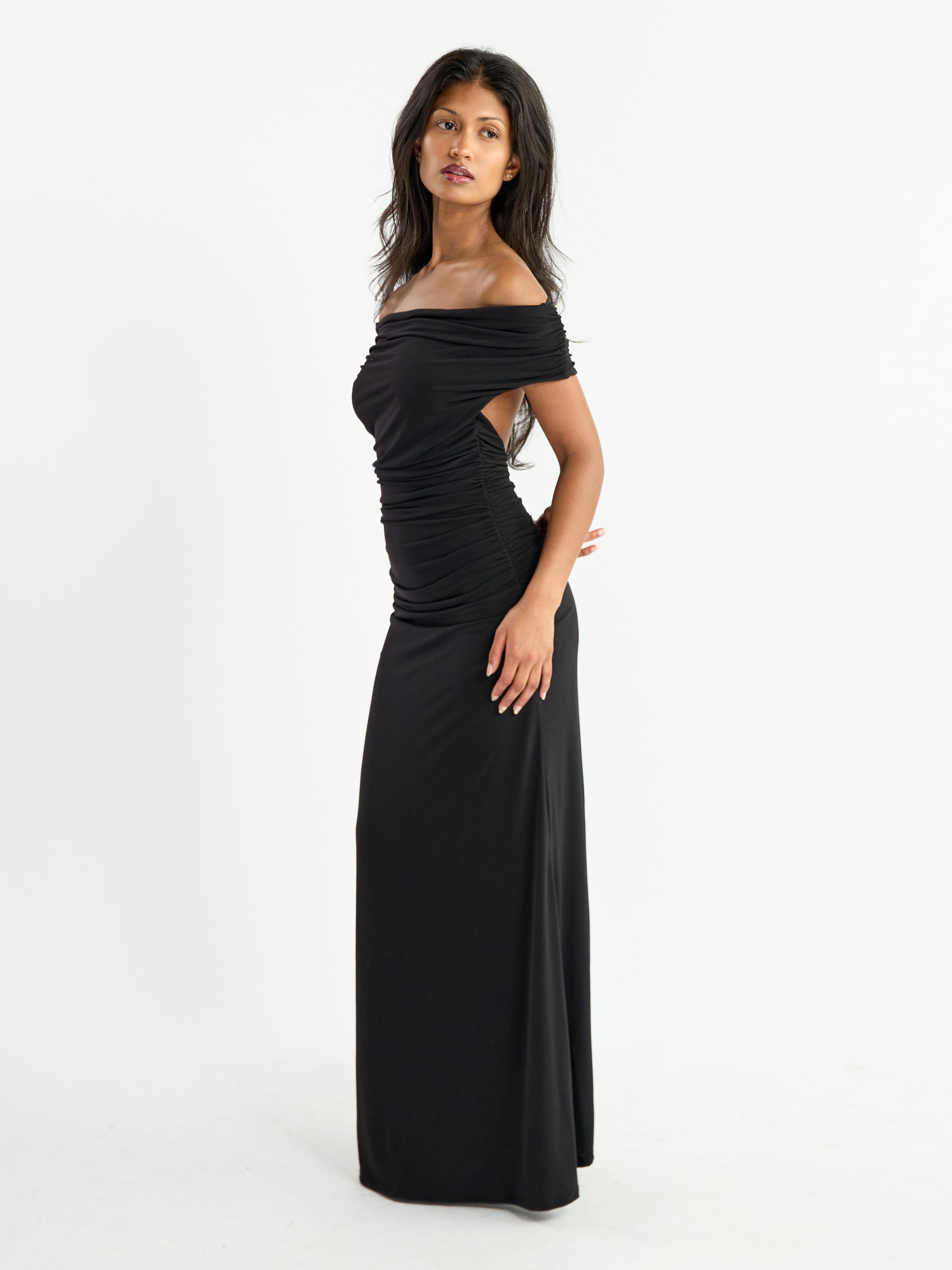 Arabella Jersey Open-Back Maxi Dress
