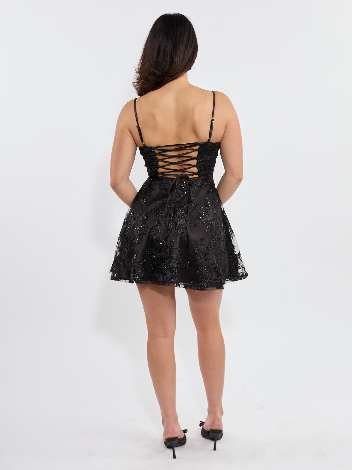 Lilo Abstract Print Satin Fit & Flare Dress