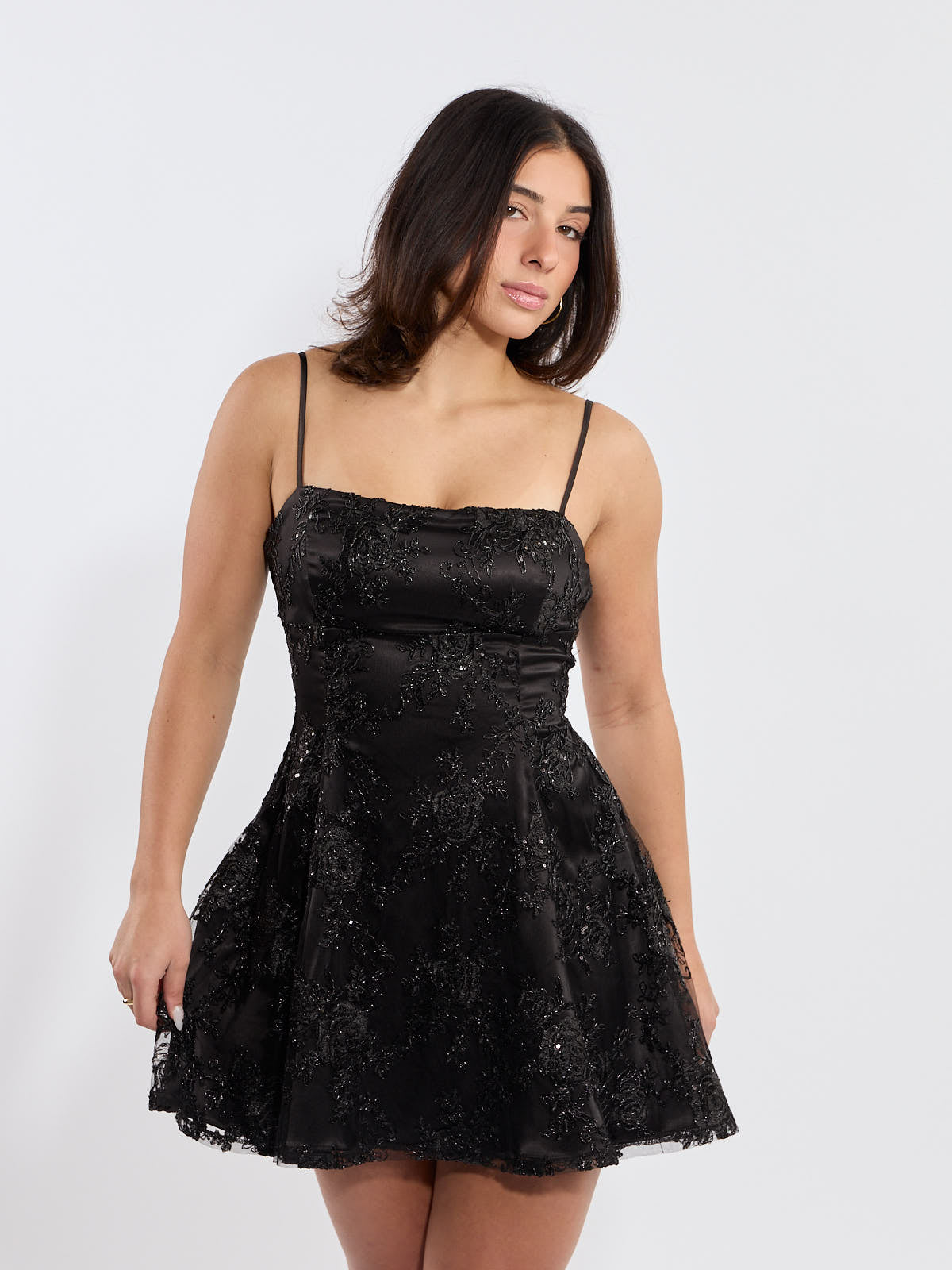 Lilo Abstract Print Satin Fit & Flare Dress