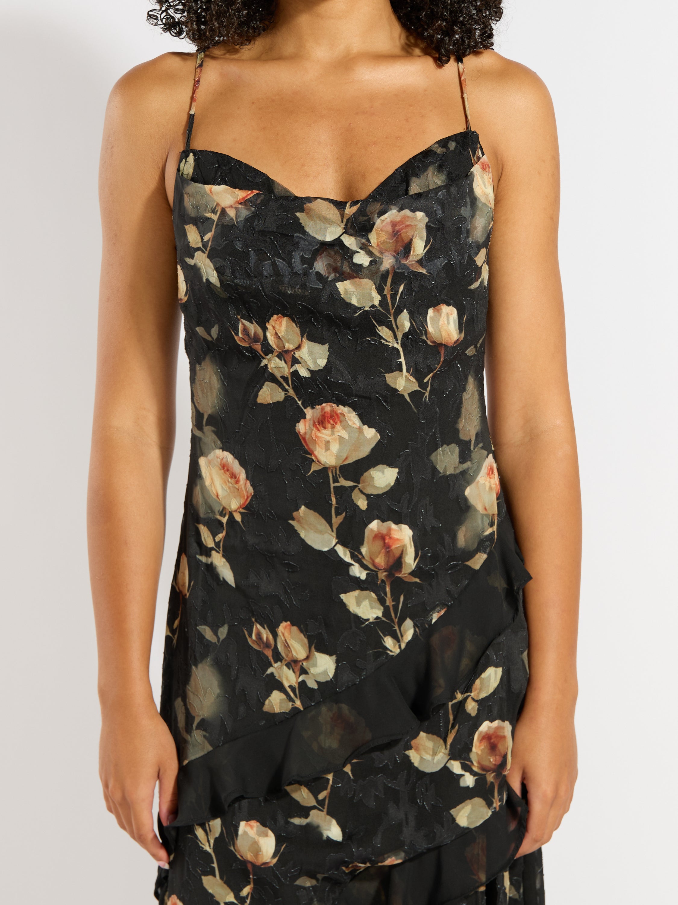 Josie Ruffle Tie Back Midi Dress