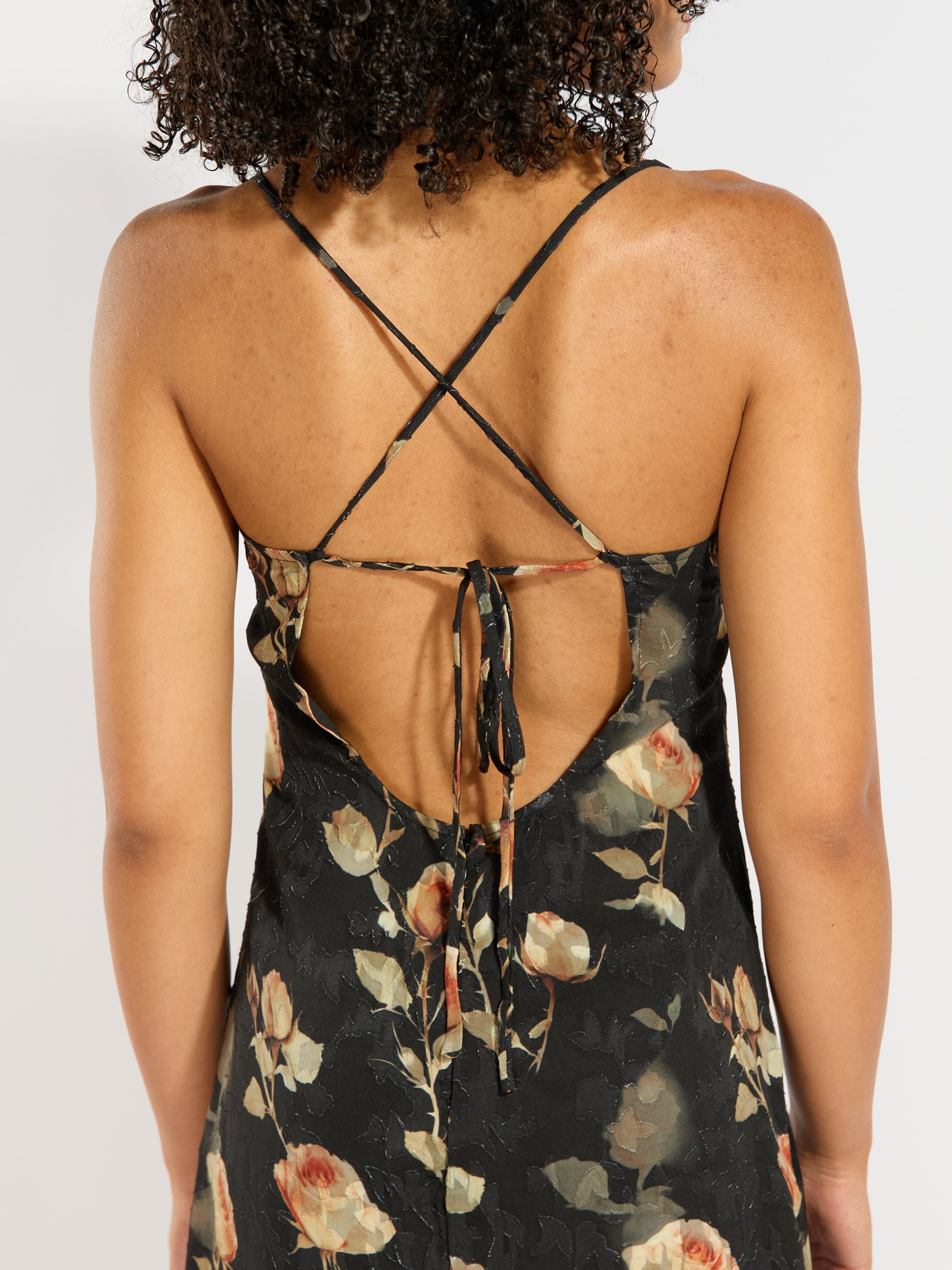 Josie Ruffle Tie Back Midi Dress