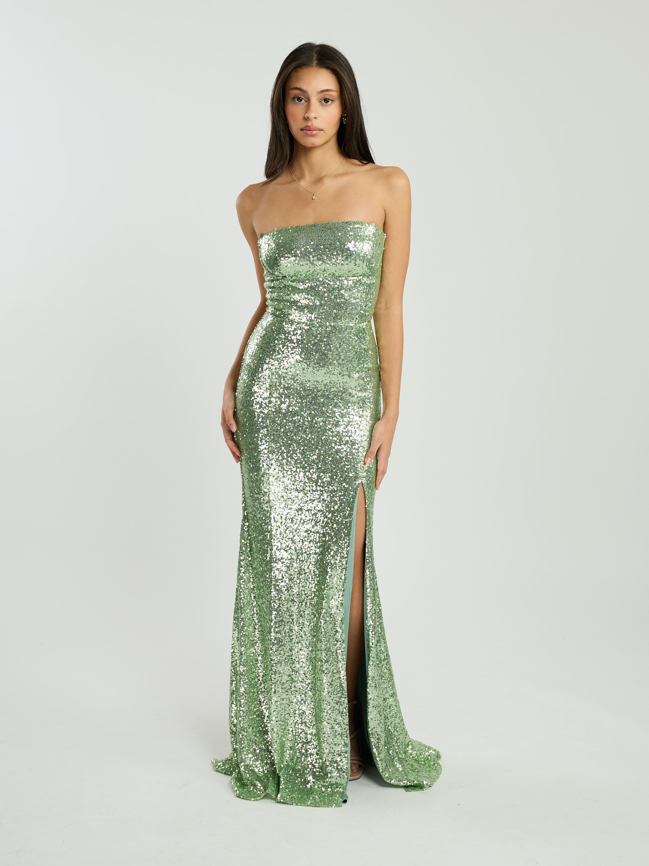 Trina Strapless Sequin Tie Back Maxi Dress
