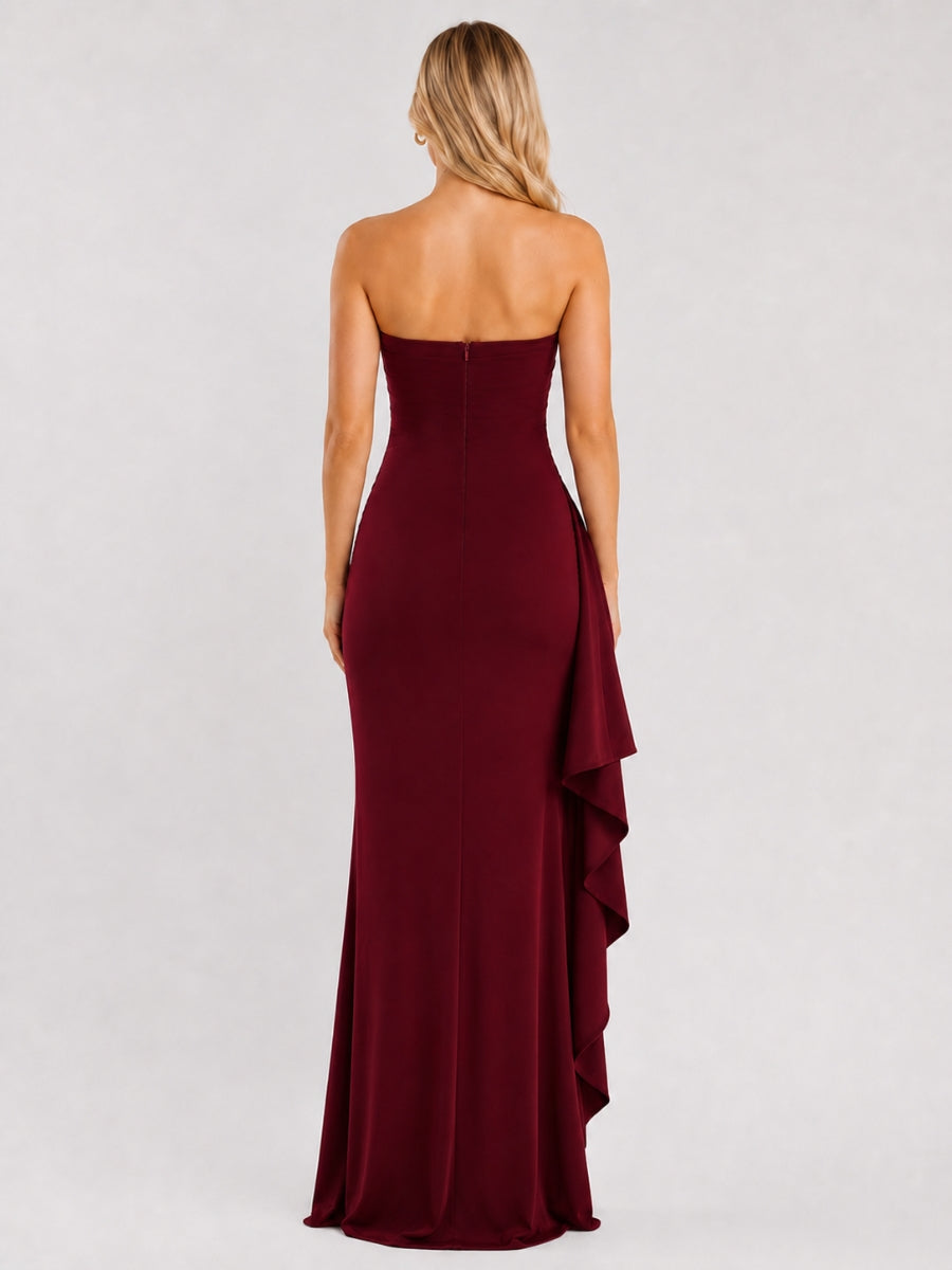 Porto Crepe Strapless Maxi Dress