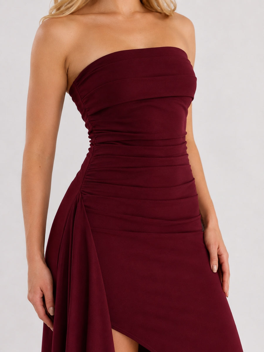 Porto Crepe Strapless Maxi Dress