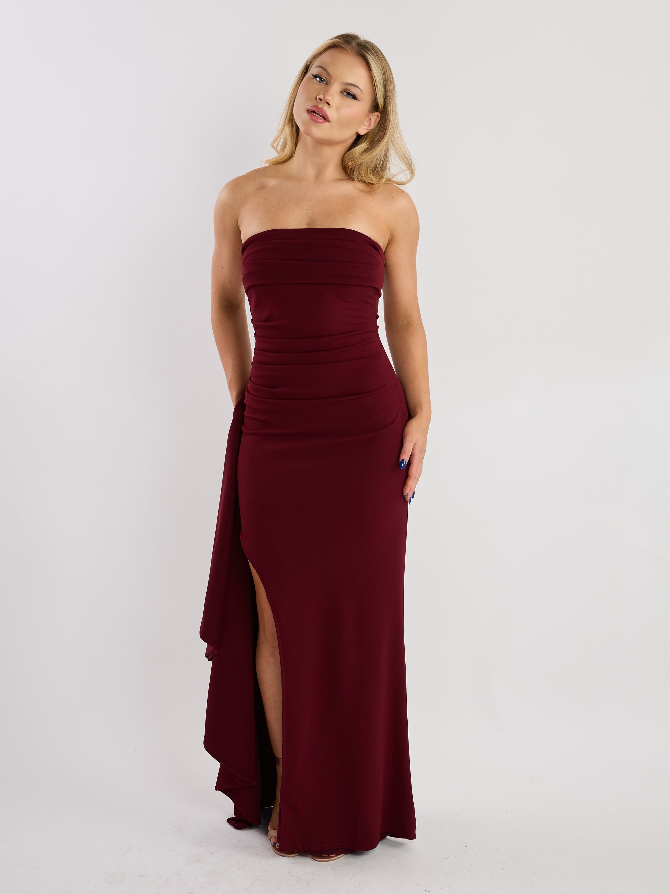 Porto Crepe Strapless Maxi Dress