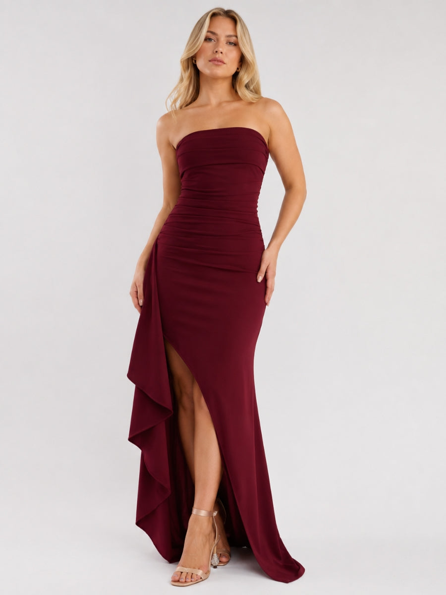 Porto Crepe Strapless Maxi Dress