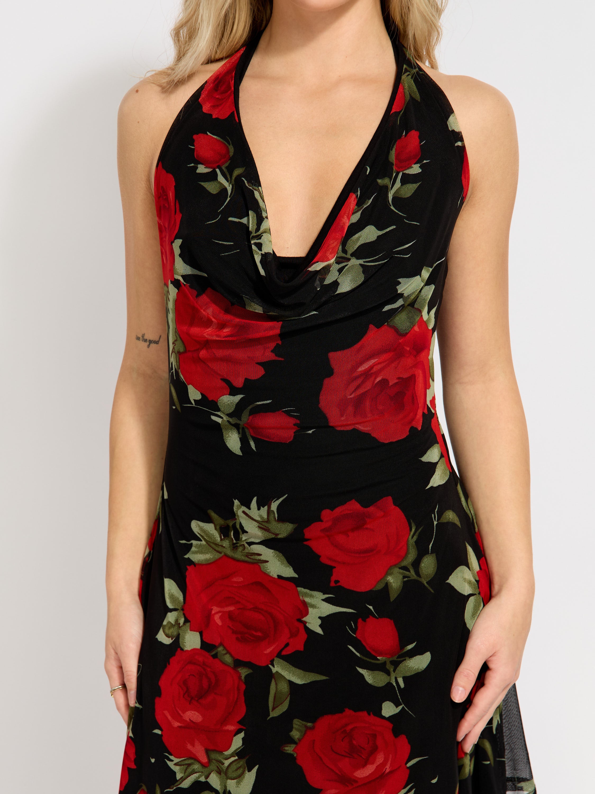 Wynn Mesh Halter Tie Mini Dress
