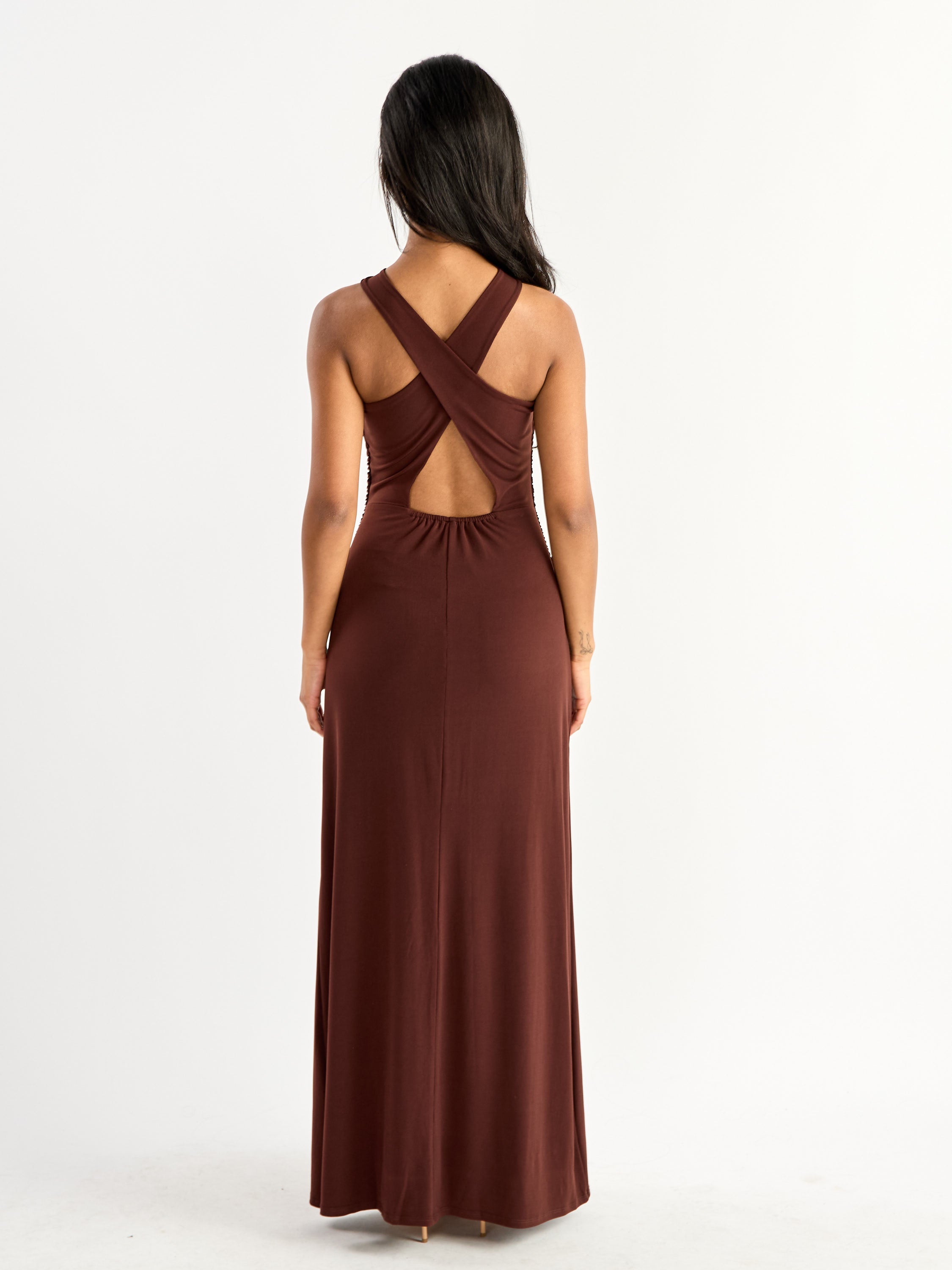 Everley Ruched Side/Back Long Dress