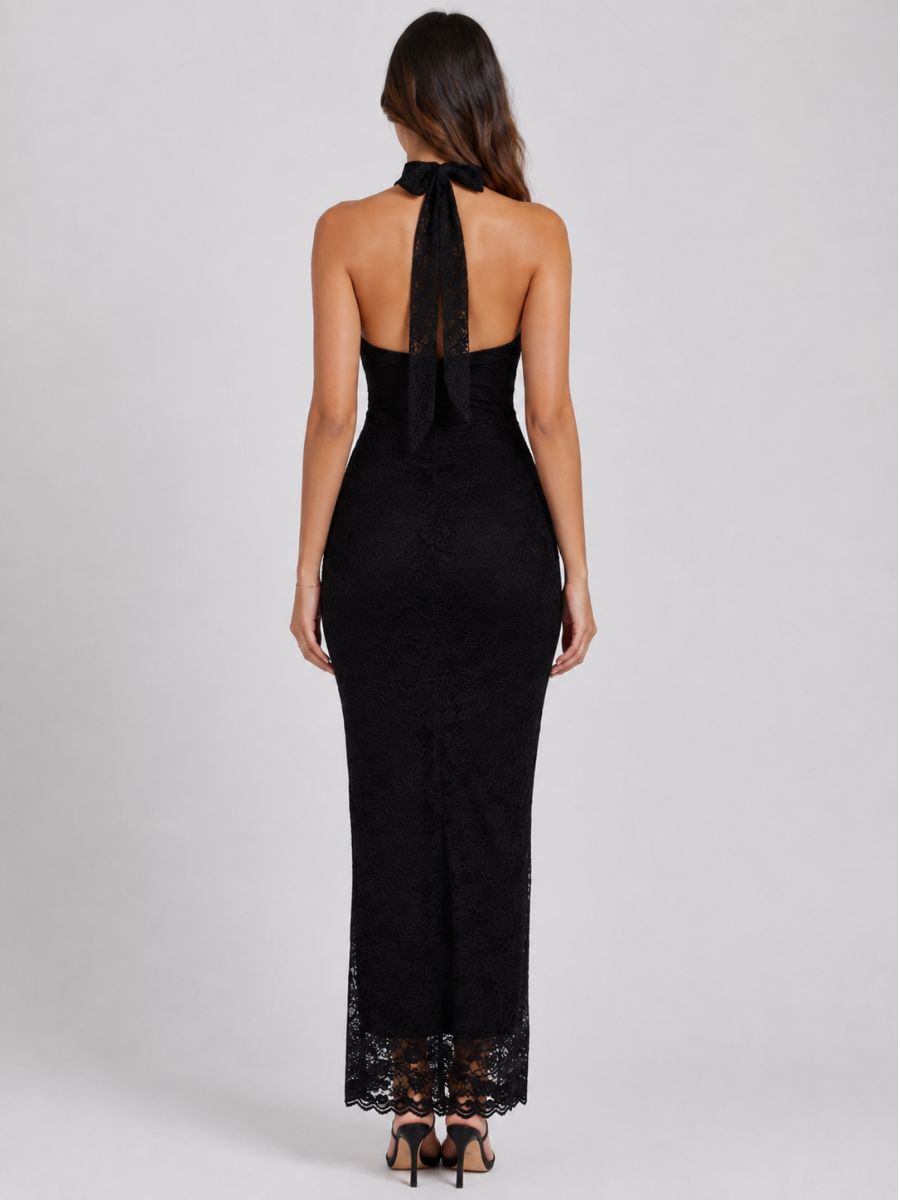 Jovi Lace Halter Maxi Dress
