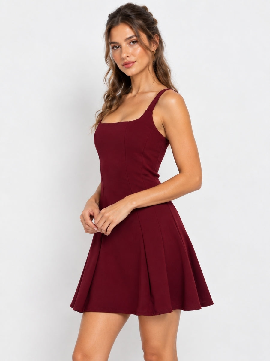 Taylor Square Neck A-Line Crepe Mini Dress
