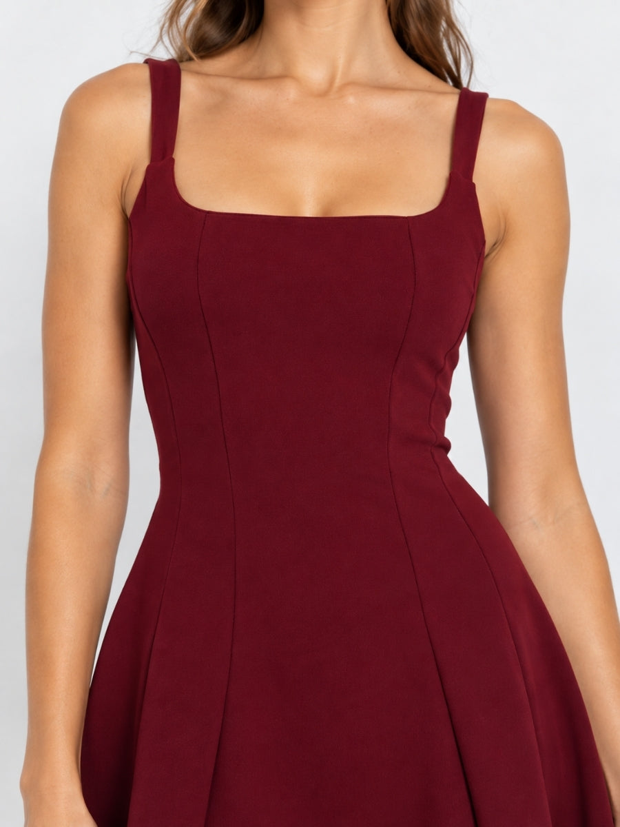 Taylor Square Neck A-Line Crepe Mini Dress