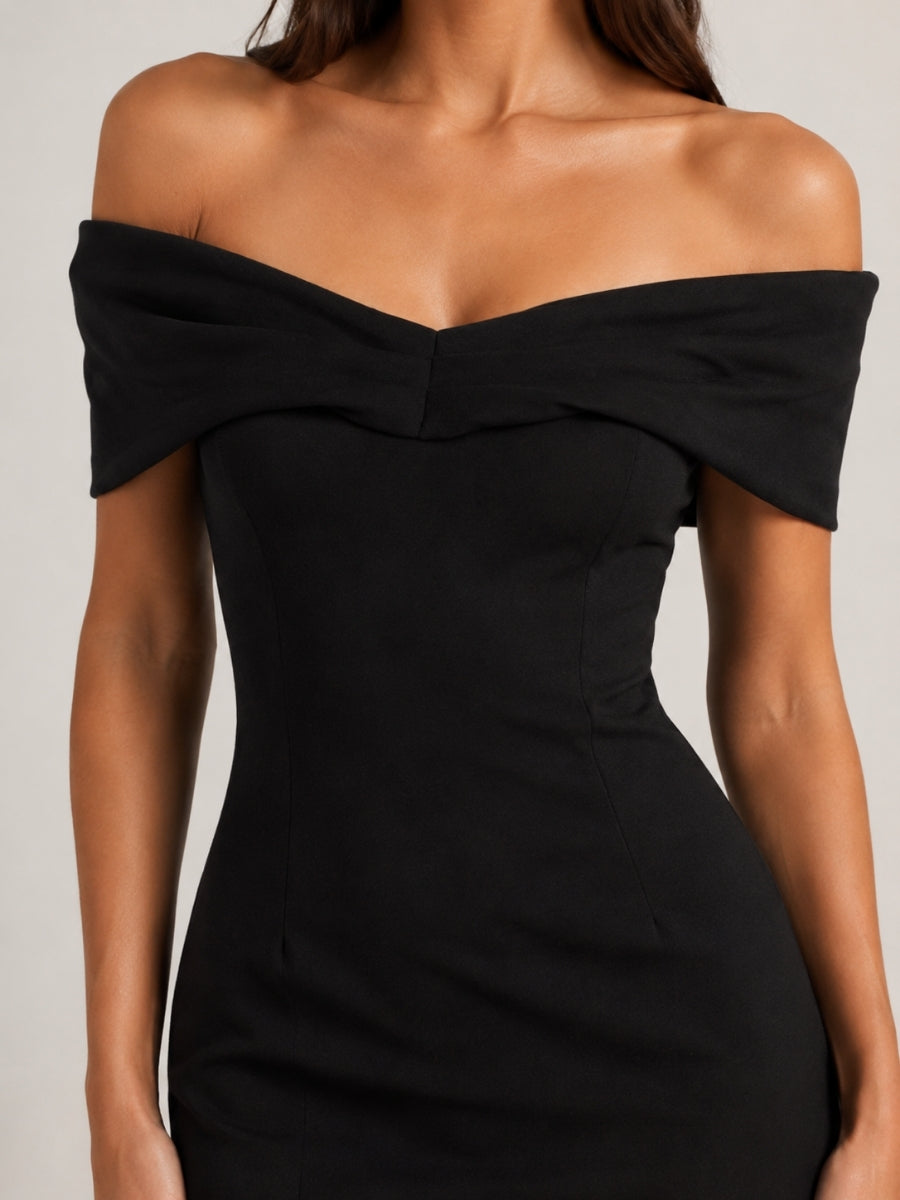 off the shoulder ponte dress Aimee Off-the-Shoulder Ponte Midi Dress – envy+grace
