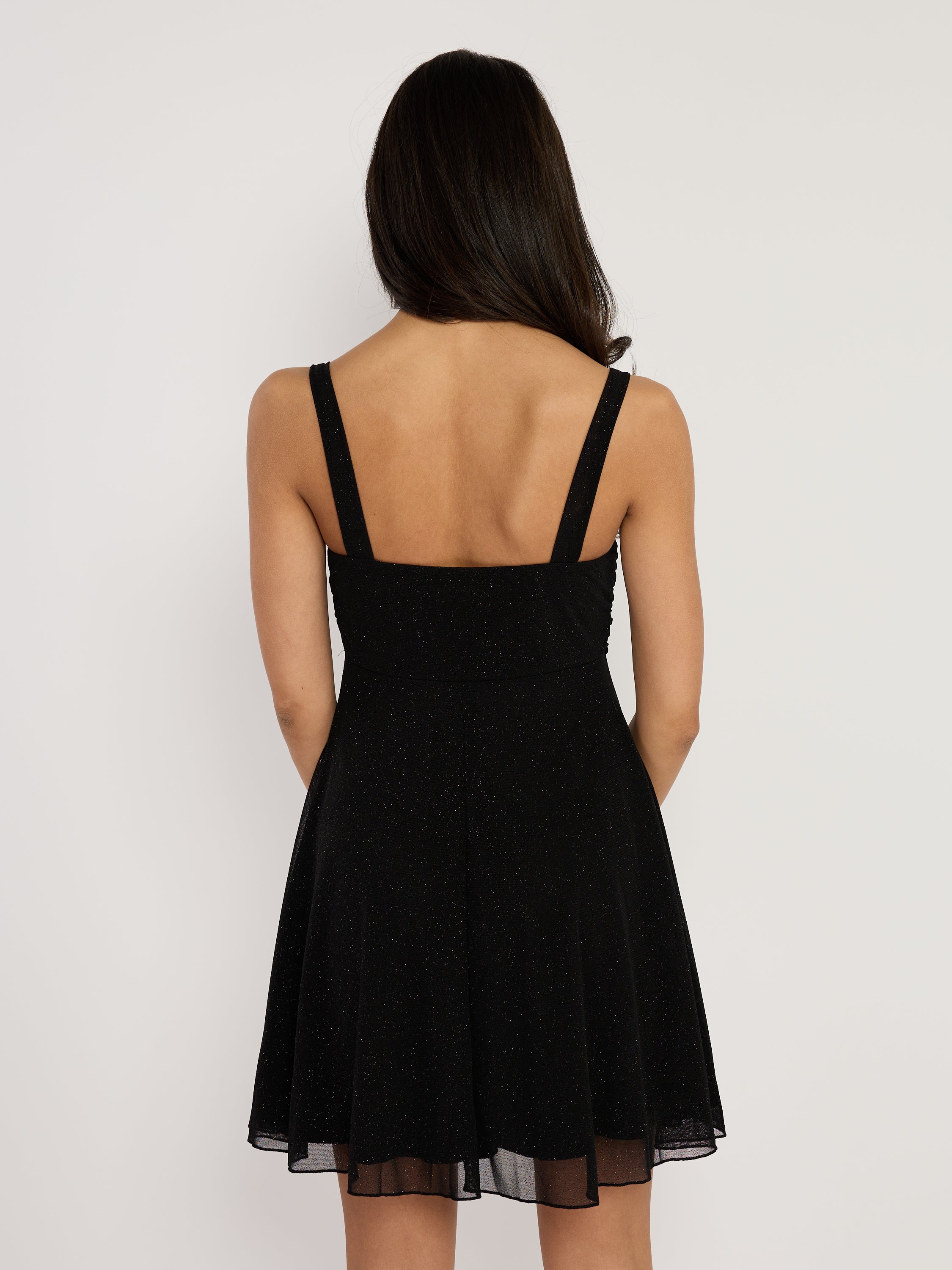 Mindy Glitter Mesh Fit & Flare Mini Dress