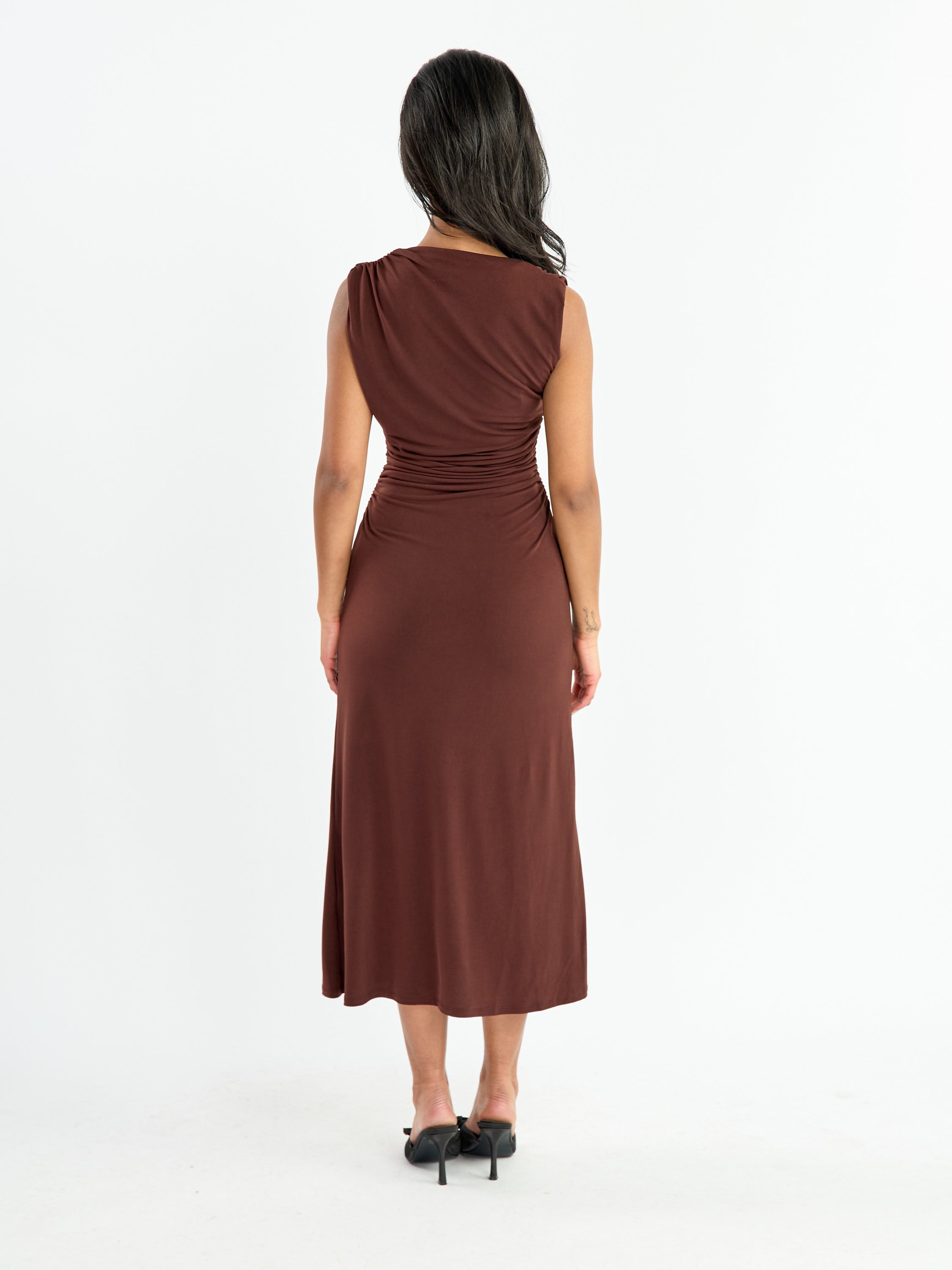 Gabriel Square Neck Slit Midi Dress