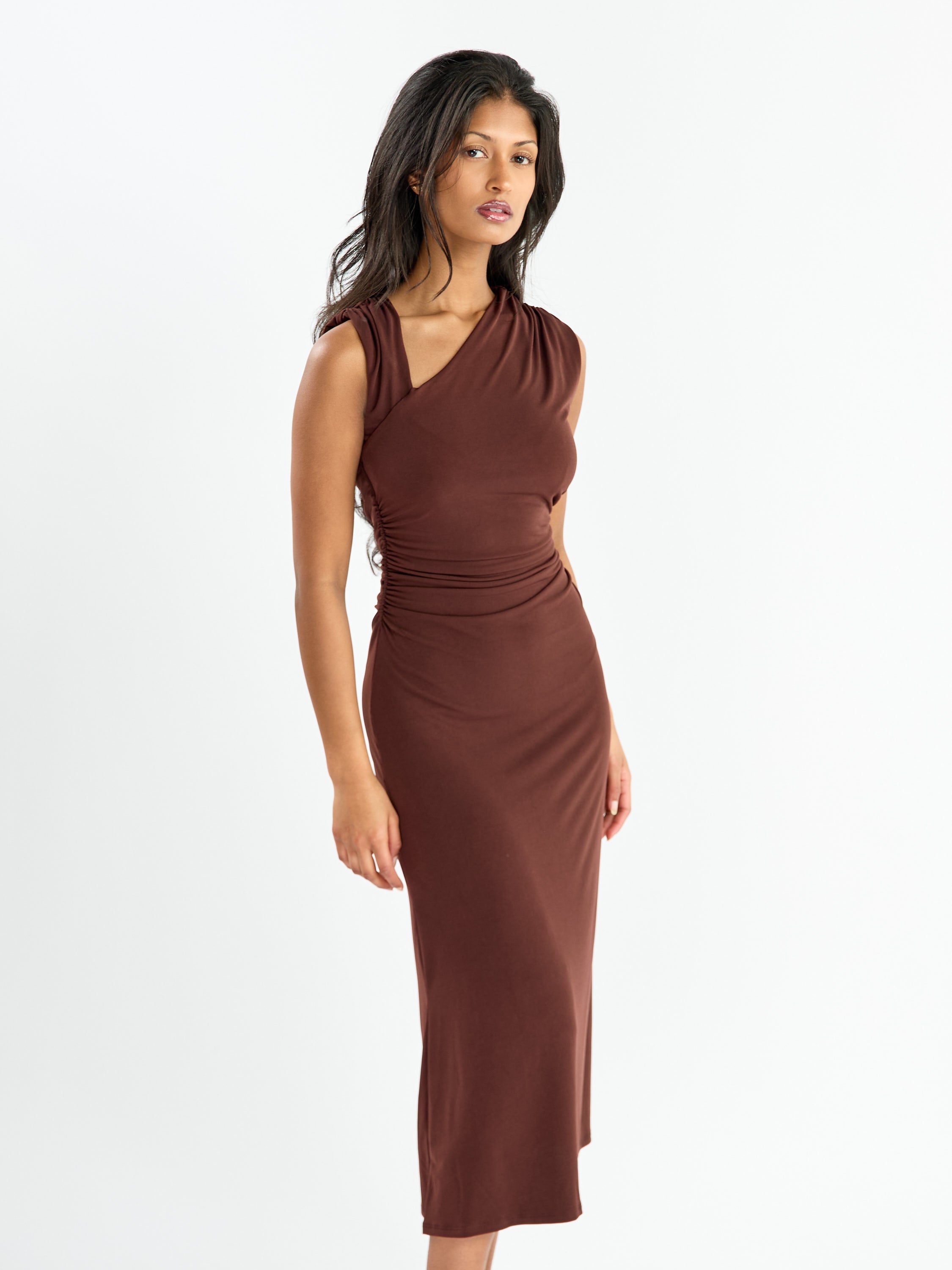 Gabriel Square Neck Slit Midi Dress