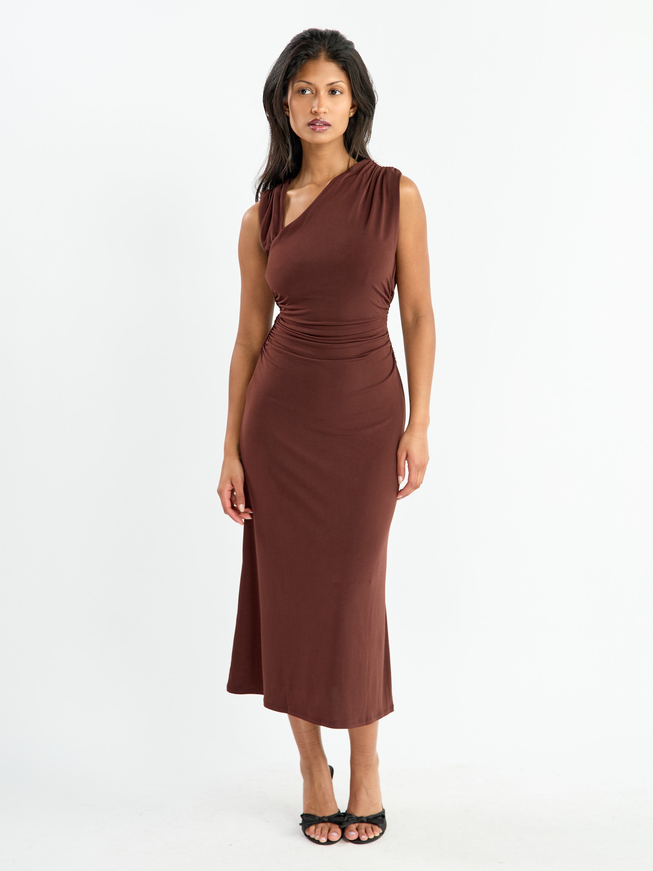 Gabriel Square Neck Slit Midi Dress