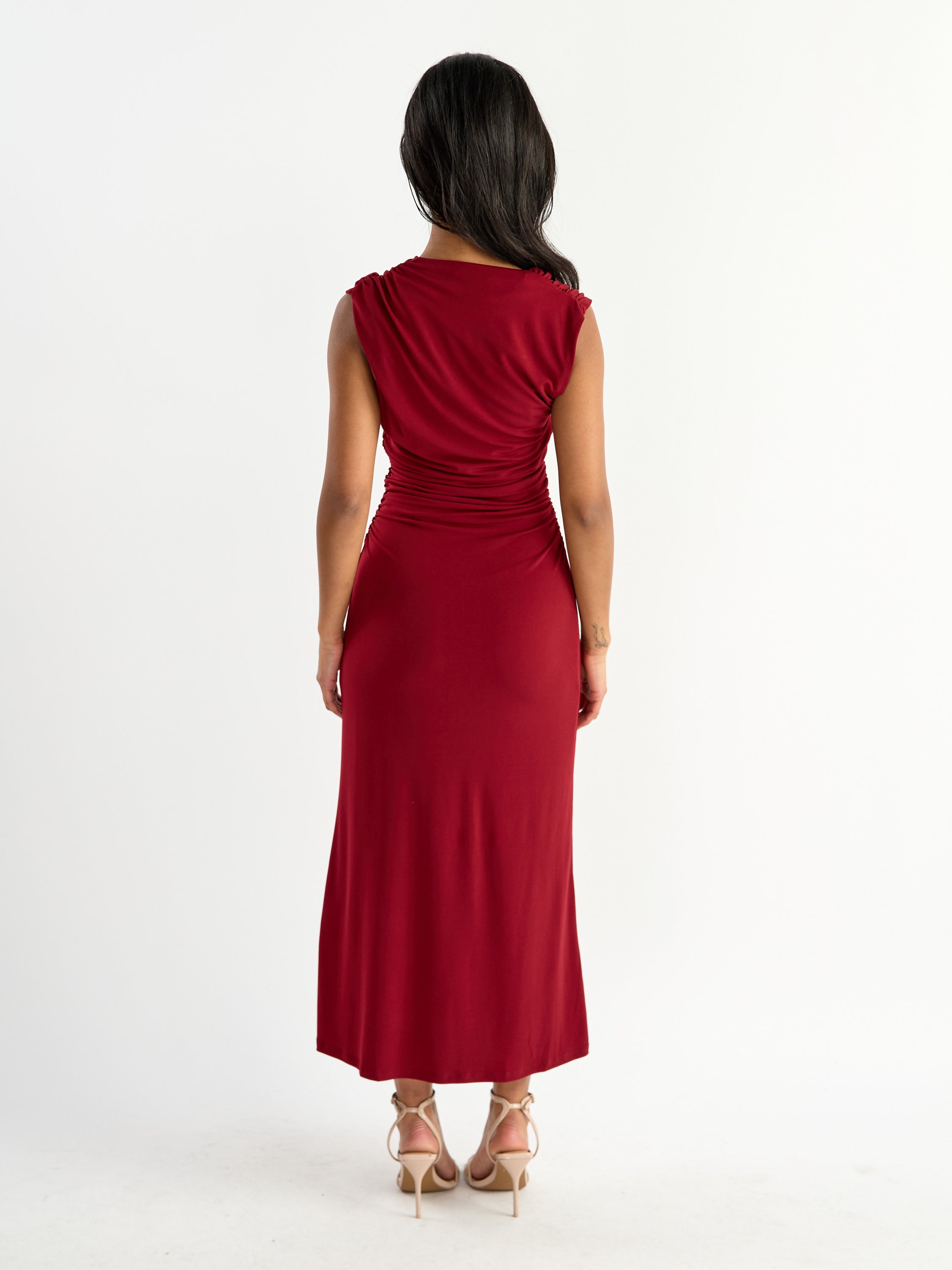 Gabriel Square Neck Slit Midi Dress