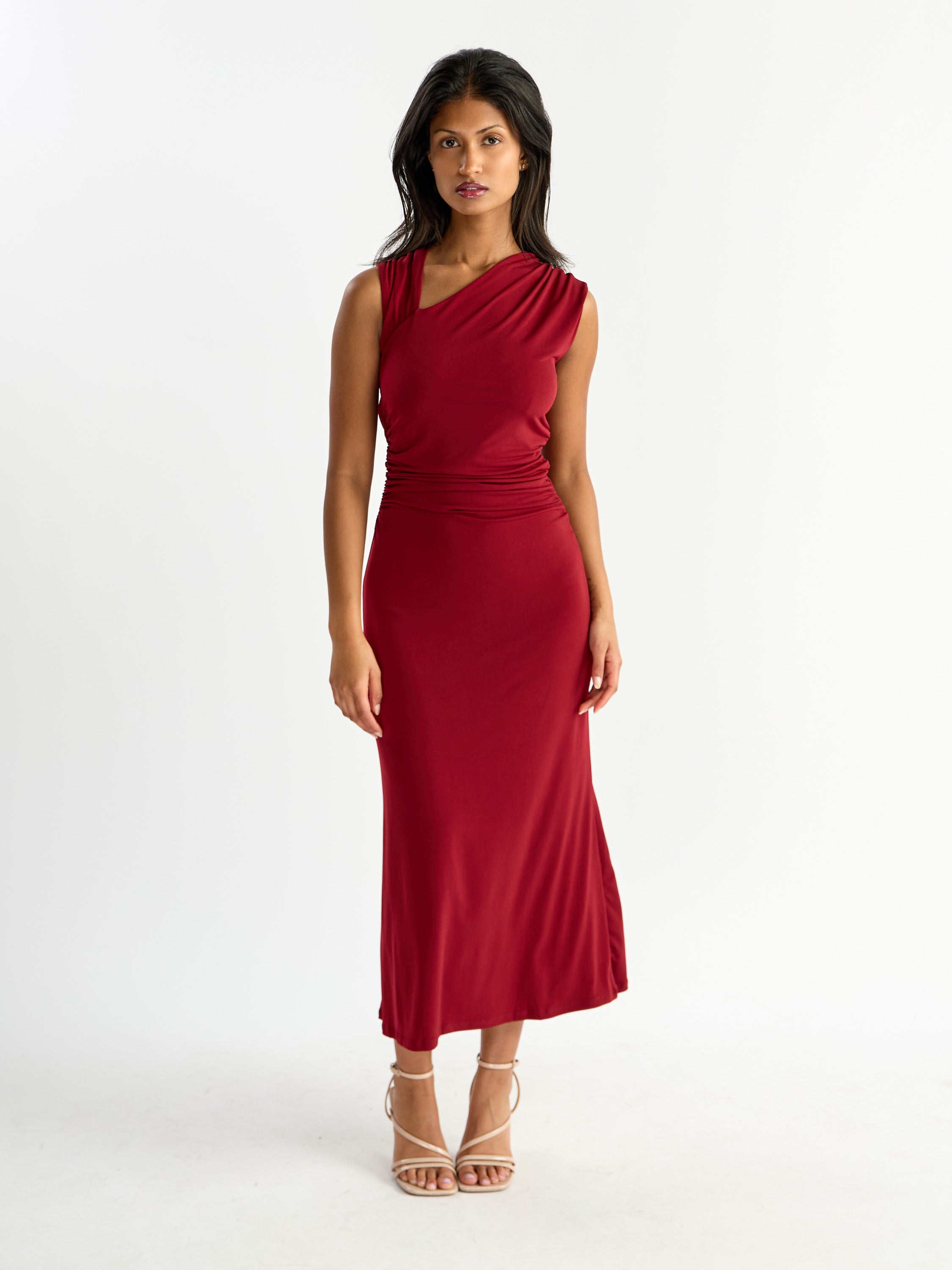 Gabriel Square Neck Slit Midi Dress